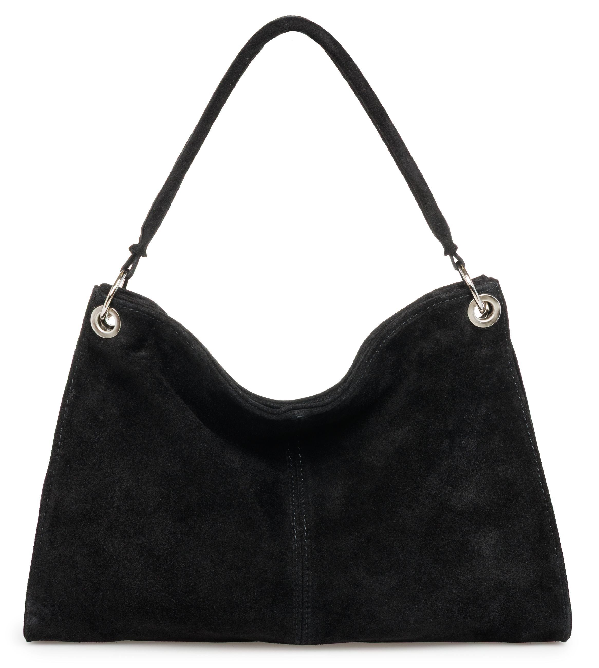 Caspar Schultertasche Damen Veloursleder Handtasche Klassisch - PREMIUM LINE - Modell No.838, 100% italienisches Leder, samtig weich, angenehmer Tragekomfort
