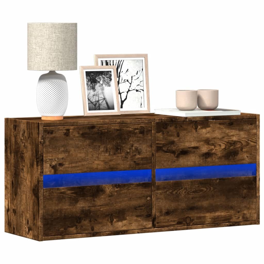 vidaXL Schrankmodule TV-Wandschrank mit LED-Beleuchtung Räuchereiche günstig online kaufen