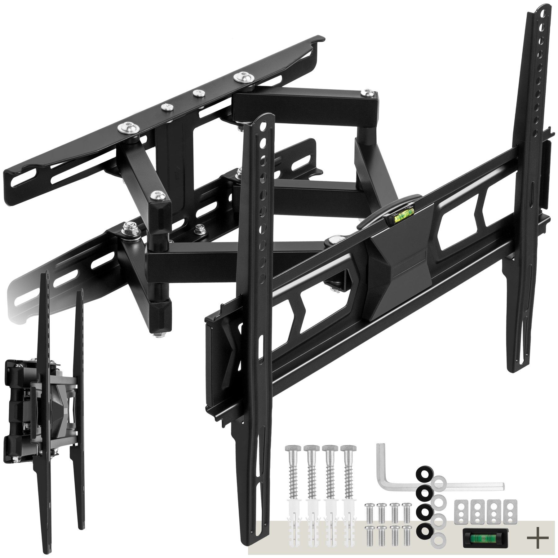 tectake TV-Wandhalterung Fernseherhalterung für 26-75 Zoll (66-191 cm), max. VESA 400 x 400, (bis 75 Zoll, für Flachbildfernseher, bis 60 kg, ausziehbar, schwenkbar und neigbar mit Wasserwaage)