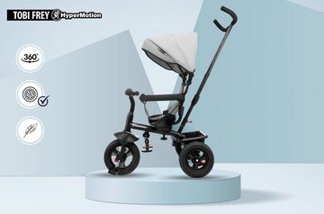 HyperMotion Dreirad für Kinder 1-4 Jahre, TOBI FREY, Grau, drehbar, Vollgummiräder