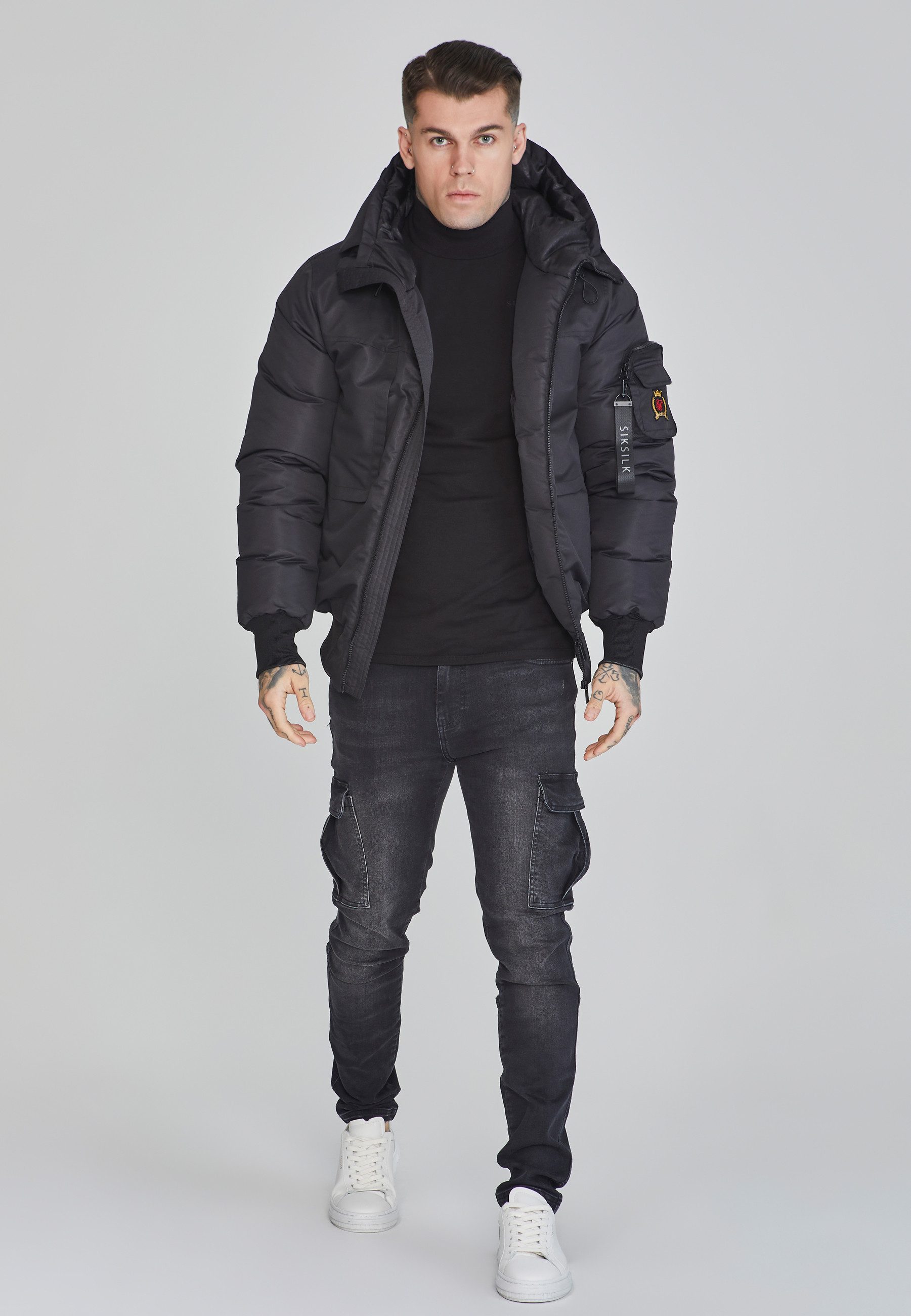 Siksilk Bomberjacke SikSilk Herren Schwarze Bomberjacke günstig online kaufen