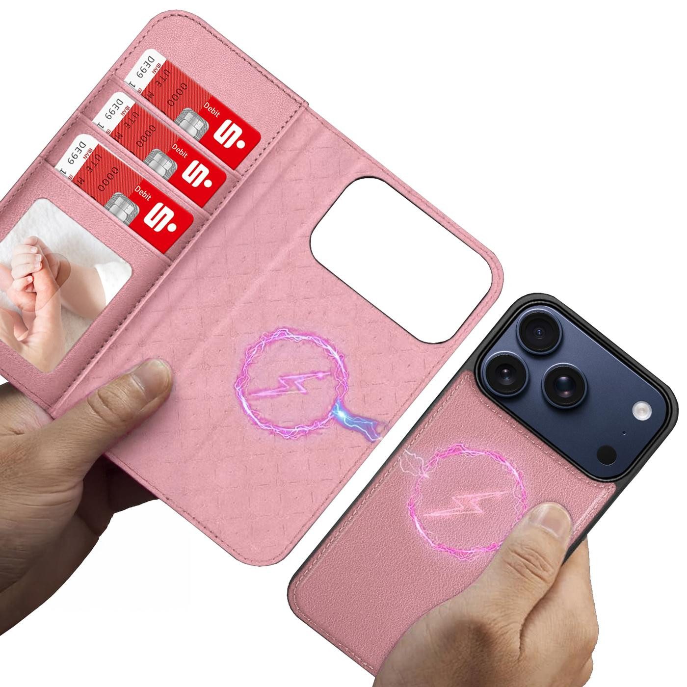 CoolGadget Handyhülle Magnet Book Case für Apple iPhone 17 Pro Max Hülle + Klapphülle 6,9 Zoll, 2in1 abnehmbare magnetische RFID Schutzhülle Kartenfach Fotofenster