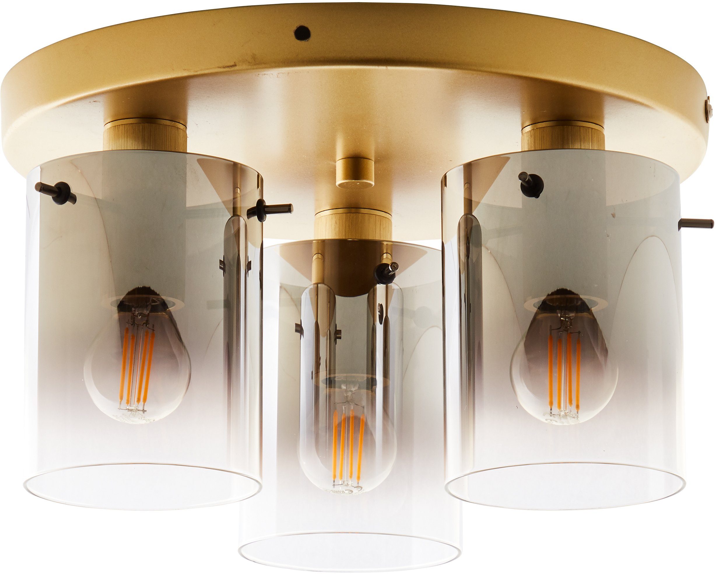 Deckenleuchte Osaki, Brilliant gold/rauchglas E14, Glas/Metall, cm, Ø 3 cm 17,6 Höhe, flammig, Leuchtmittel, ohne 30