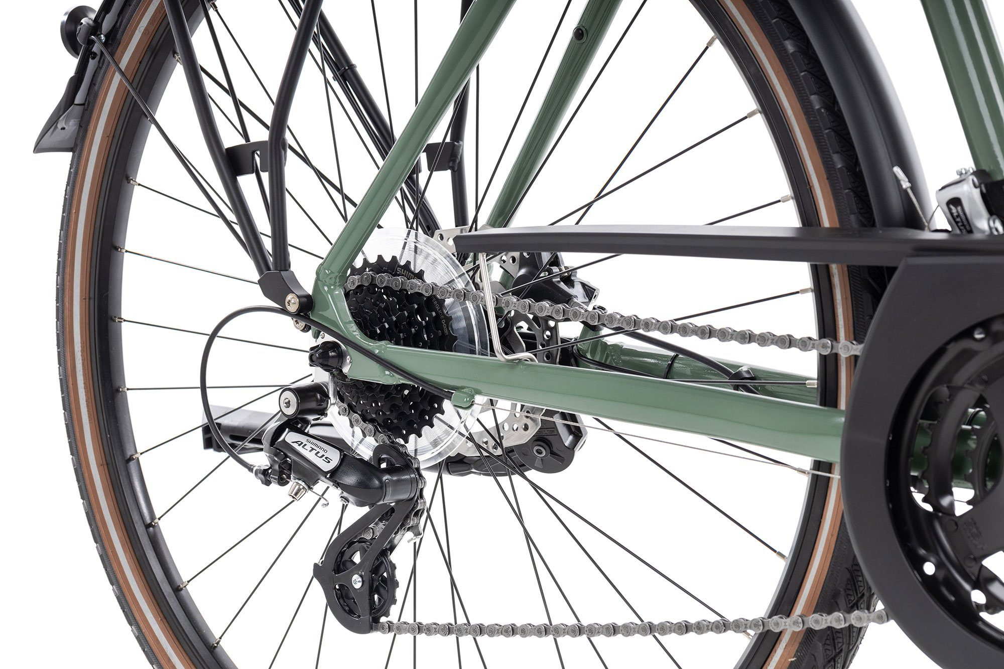 2R Manufaktur Trekkingrad TRX24, 24 Gang Shimano Altus RD-M310 Schaltwerk, Kettenschaltung, Herrenrad 28 Zoll grün
