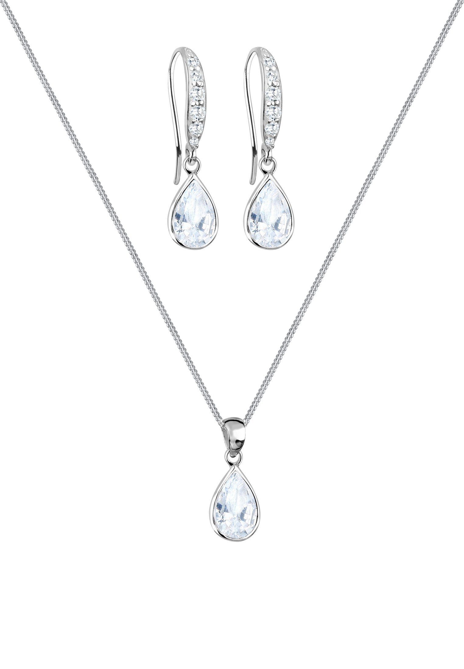 Elli Schmuckset Tropfen Zirkonia Weiß 925 Sterling Silber, Tropfen