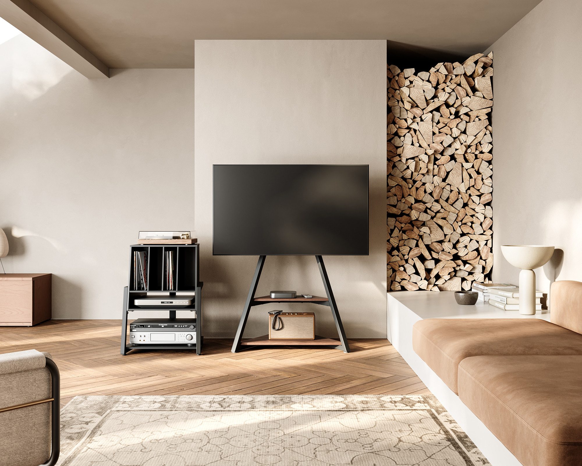 FITUEYES TV-Regal, Plattenspieler Tisch HiFi Rack aus Holz und Metall, Für günstig online kaufen