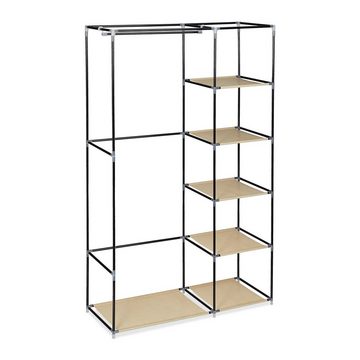 relaxdays Kleiderschrank 2 x Stoffschrank Kleiderstange beige