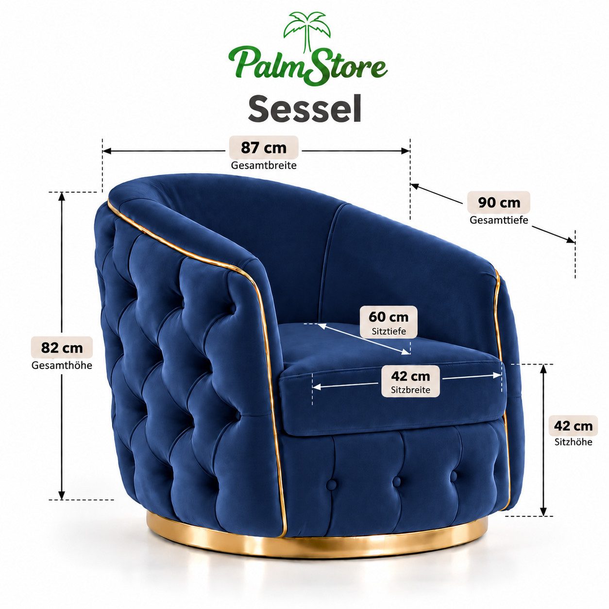 Palms-Store Sofa -Set MIRA mit Knopfheftung in 5 edlen Farbvarianten, Spar-Set, 3-Sitzer + 3-Sitzer + Sessel – Bild 4 von 5