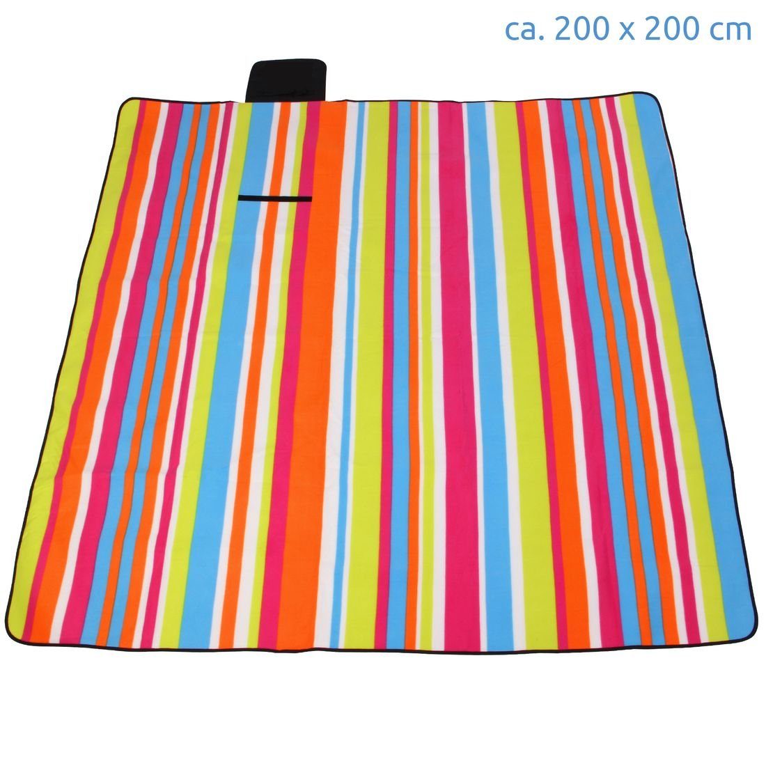 Picknickdecke yourGEAR Stripe XL Picknickdecke 200x200 Camping Fleece Decke wasserdichte & isolierte Stranddecke, yourGEAR