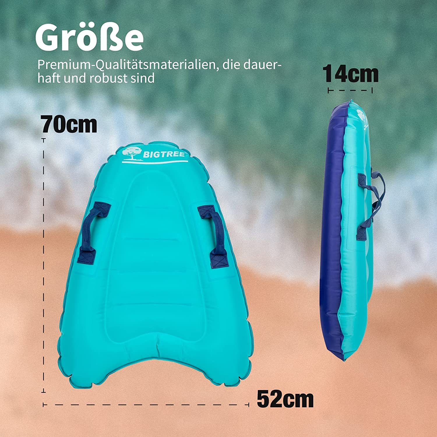 KAHOO Inflatable SUP-Board Aufblasbares Bodyboard, 52x14x70cm, Schwimmhilfe, 2er Set