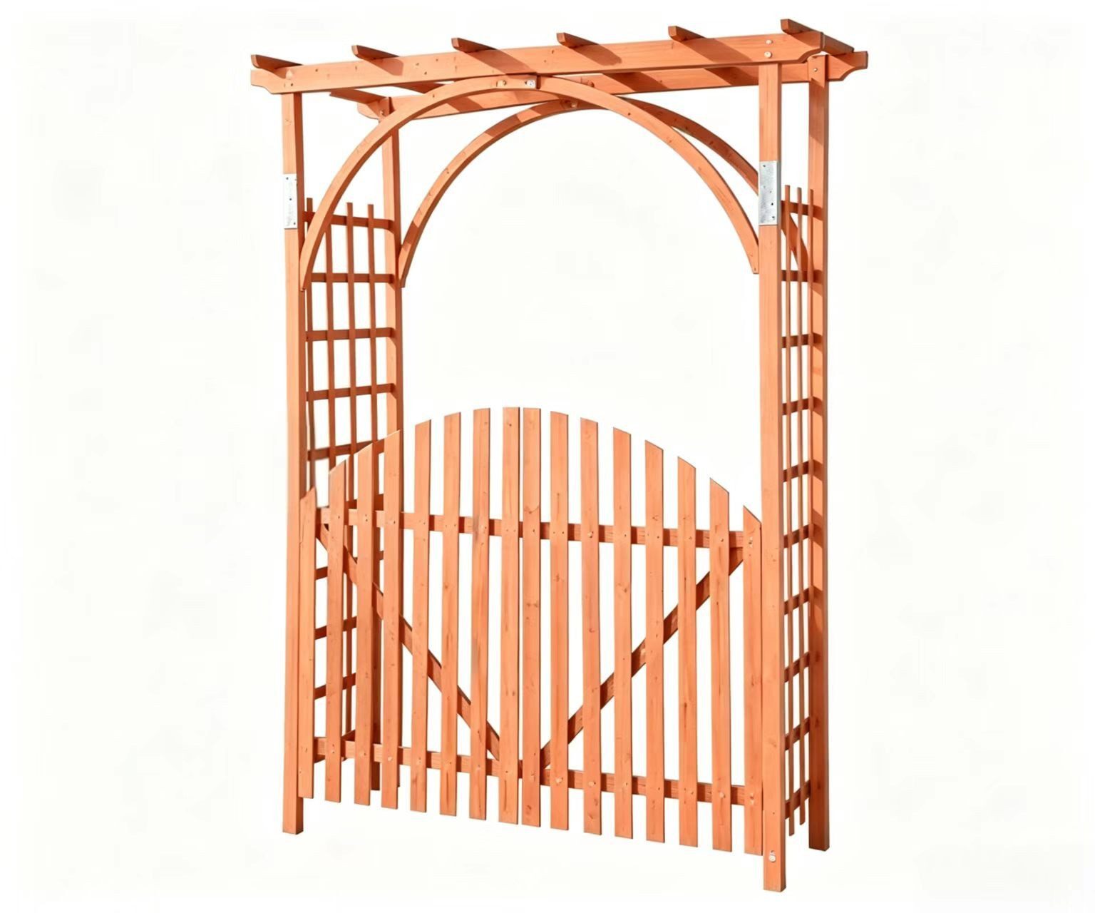 COSTWAY Rosenbogen, Gartenbogen mit Tür, Torbogen Garten mit Hängedach