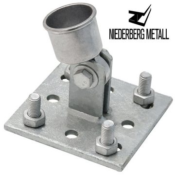 Niederberg Metall Zaunpfosten Strebenplatte Aufschraub-Platte Strebenhalter, f. Zaunstreben Ø35mm feuerverzinkt
