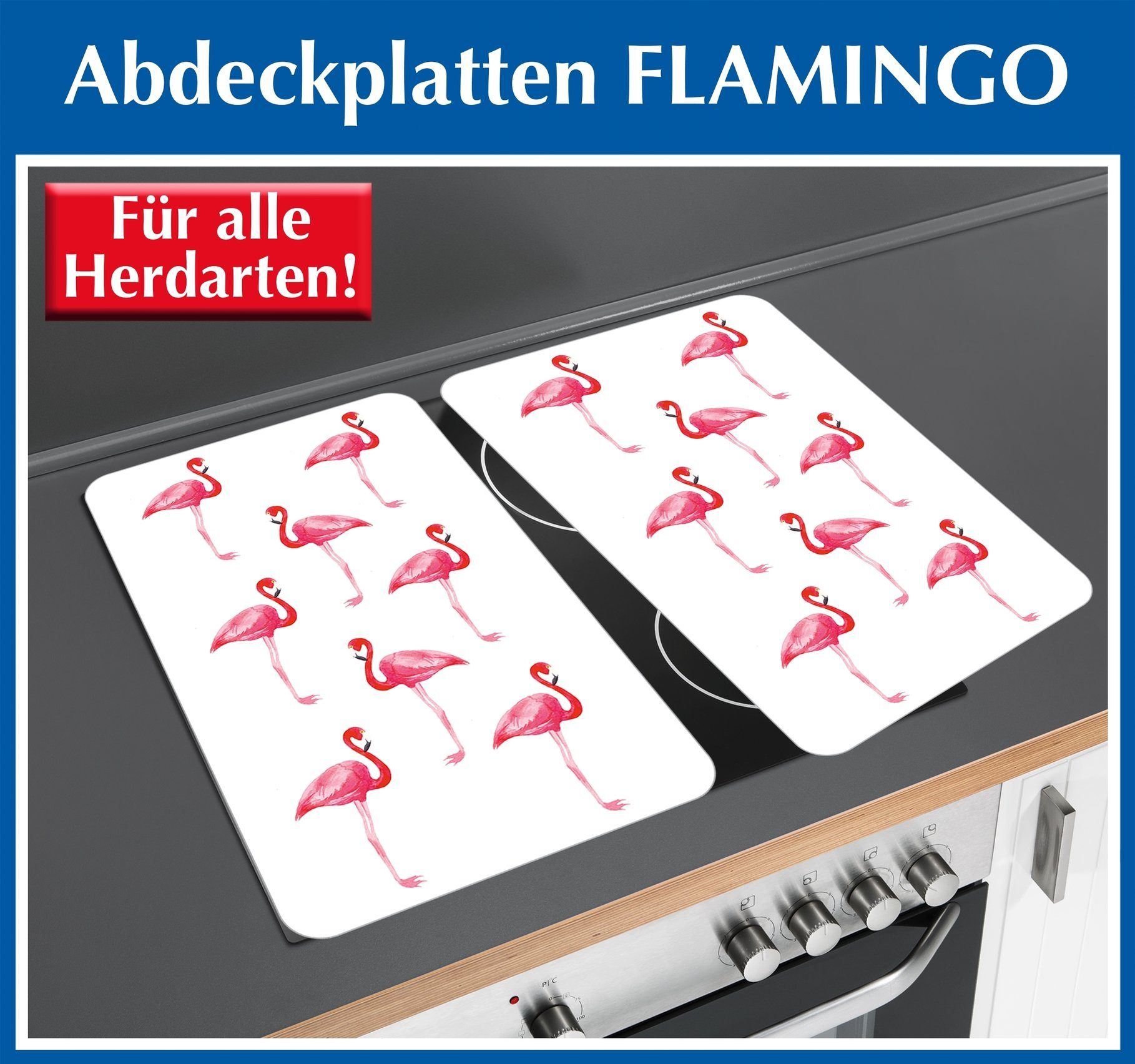 Maximex Herd-Abdeckplatte Abdeckplatte Universal 2er Flamingo Maße ca.: 30 x 52 cm je Platte, Glas