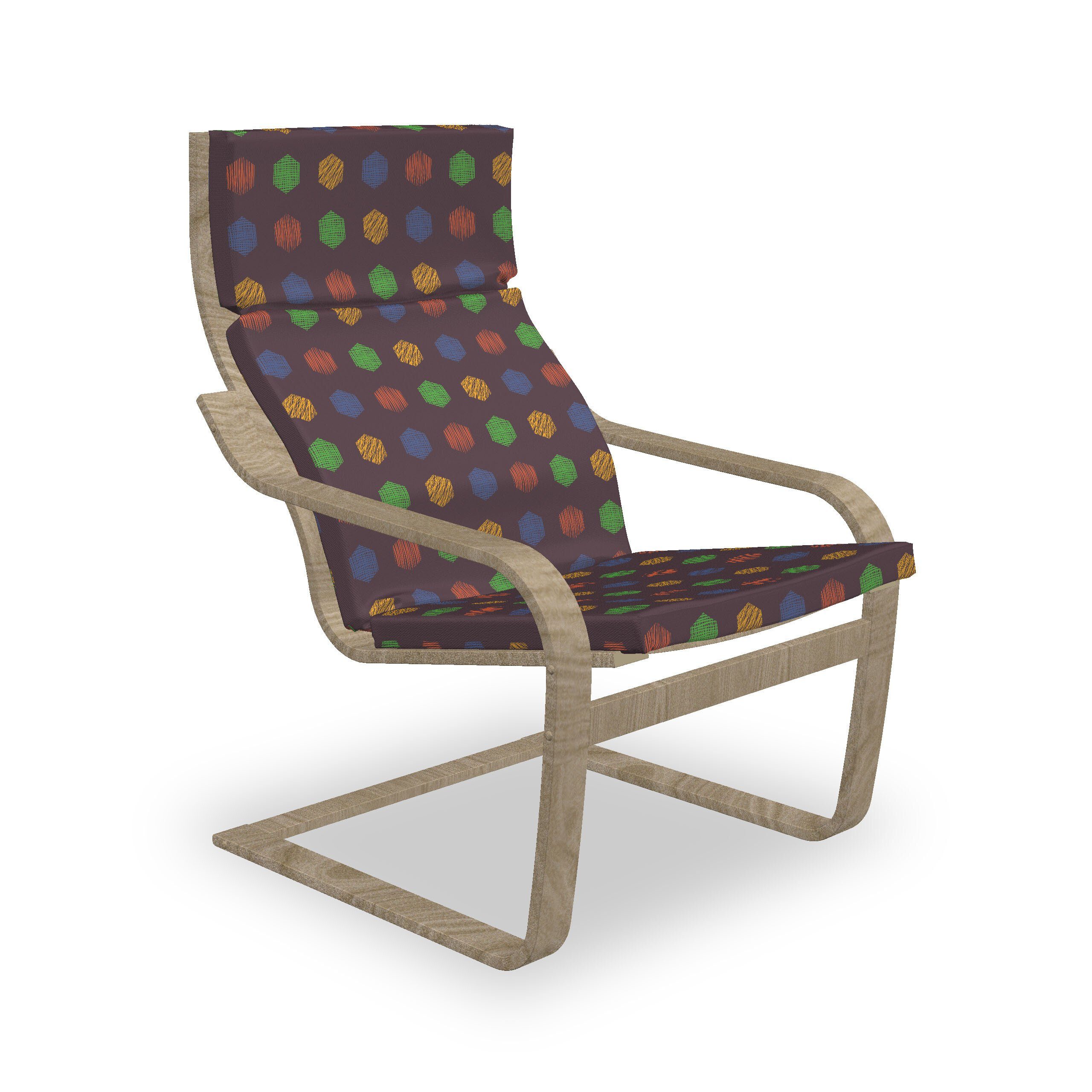 Abakuhaus Stuhlkissen Sitzkissen mit Stuhlkissen mit Hakenschlaufe und Reißverschluss, Geometrisch Hand Drawn Hexagons