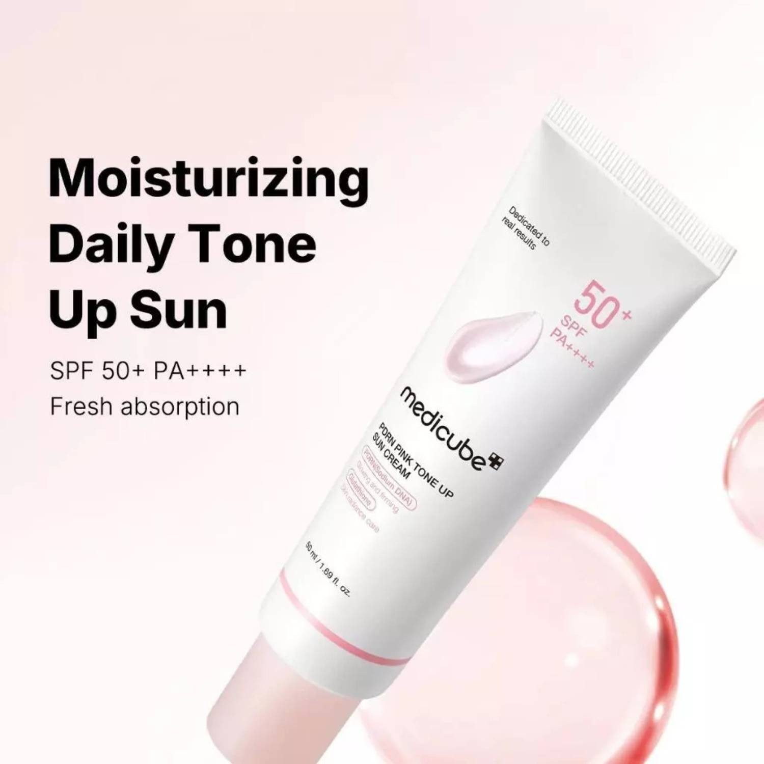 Medicube Sonnenschutzcreme PDRN Pink Tone Up Sun Cream 50ml – koreanische Sonnencreme mit Tone-up, Effekt, SPF 50+ PA++++, pink tone up sun cream, für tägliche Skincare und ebenmäßigen Teint