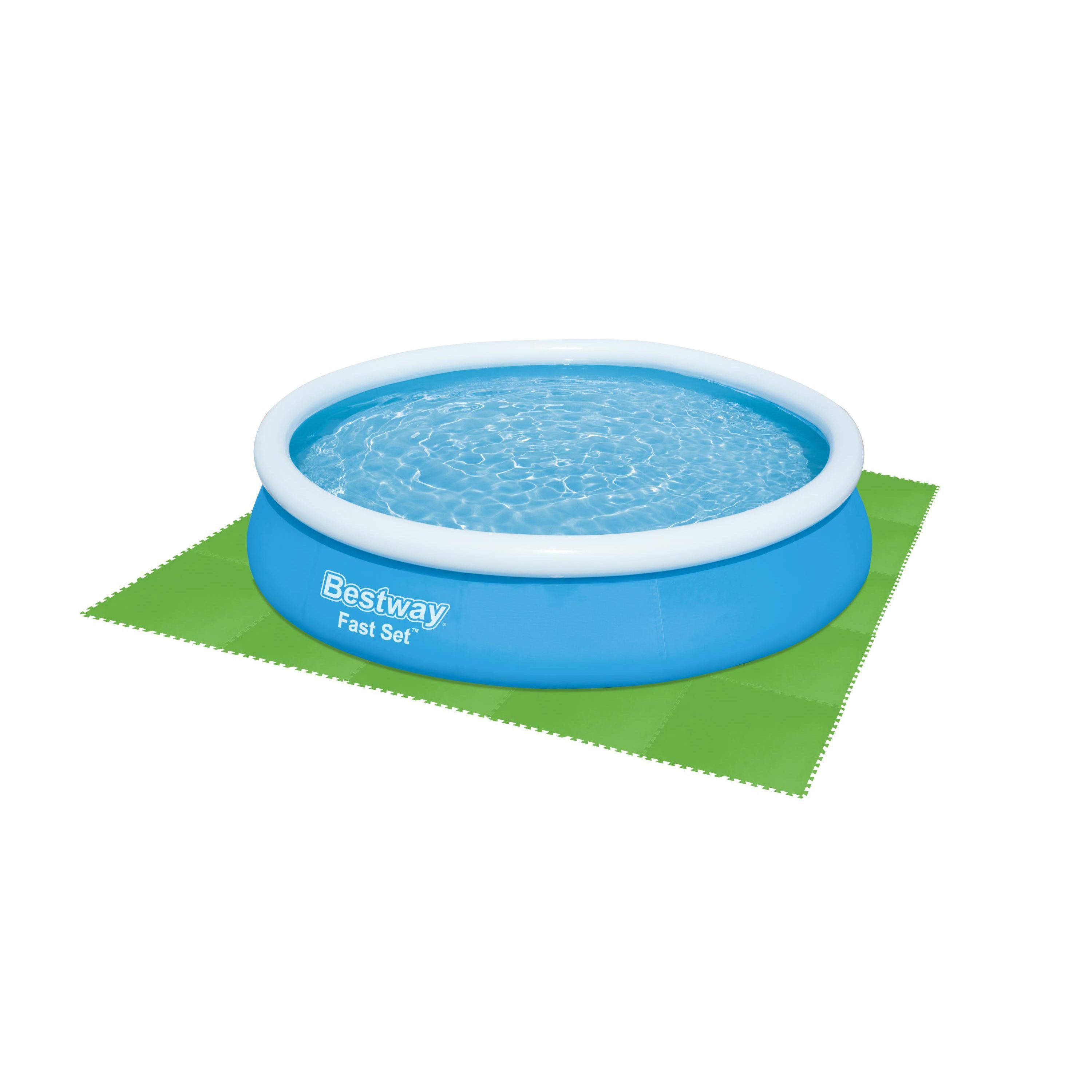 Bestway Pool-Bodenschutzfliese Flowclear™ Set, 9 Stück á 78 x 78 cm, grün, Packung