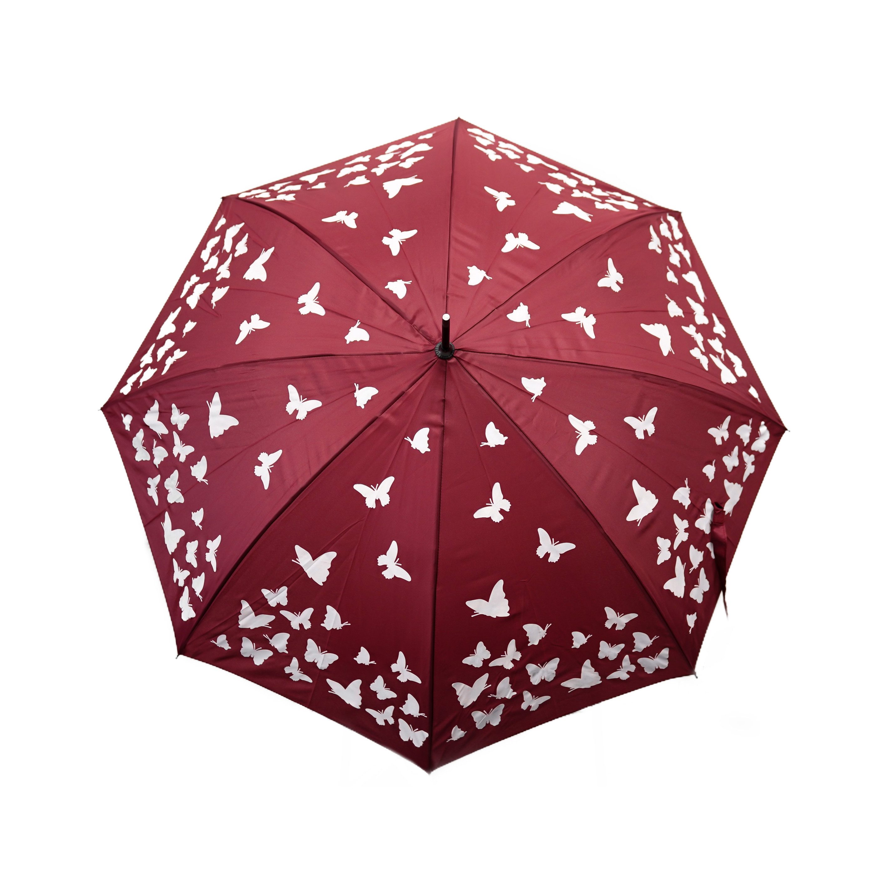 Susino Stockregenschirm Stockschirm mit Schmetterlingsmotiv-Verfärbung im Regen Ø103 cm