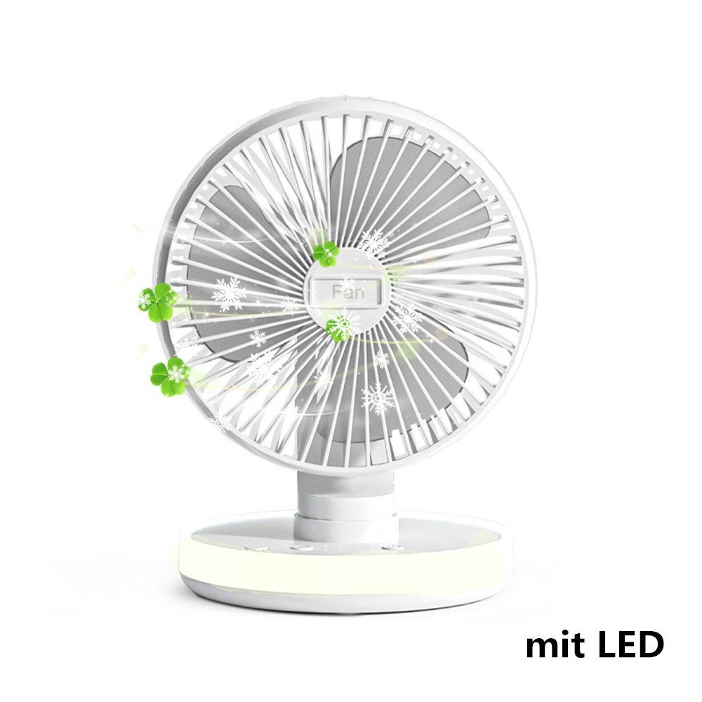 XDOVET Mini 3 Oszillation, 3 Ventilator,Tragbar USB-Ventilator Fan, Mit Tischventilator LED,USB Licht-Modi Leise Luftstrom, white Ventilator Geschwindigkeiten, Starker