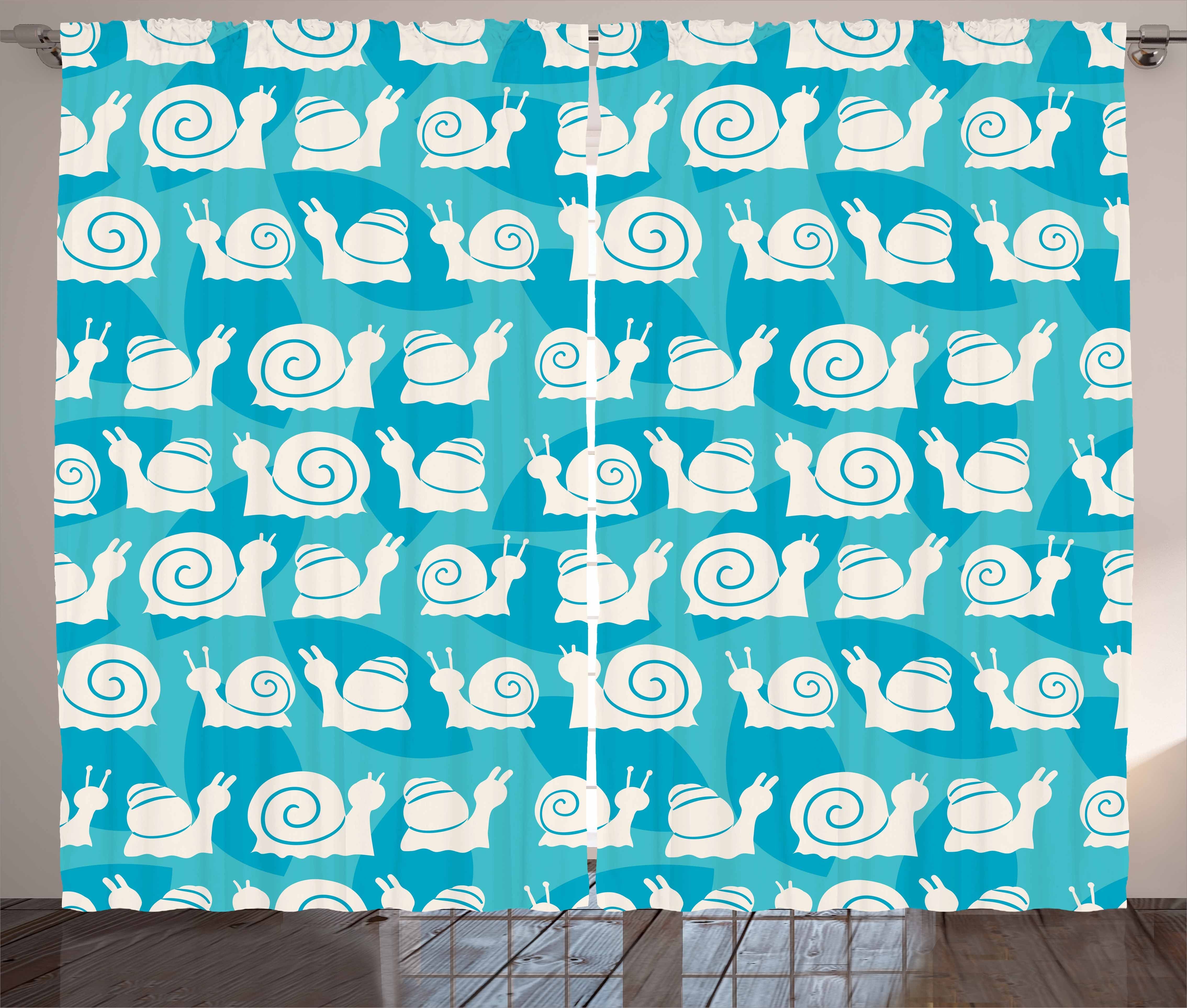Gardine Schlafzimmer Kräuselband Vorhang mit Schlaufen und Haken, Abakuhaus, Schnecke Cartoon-Schnecken-Blätter