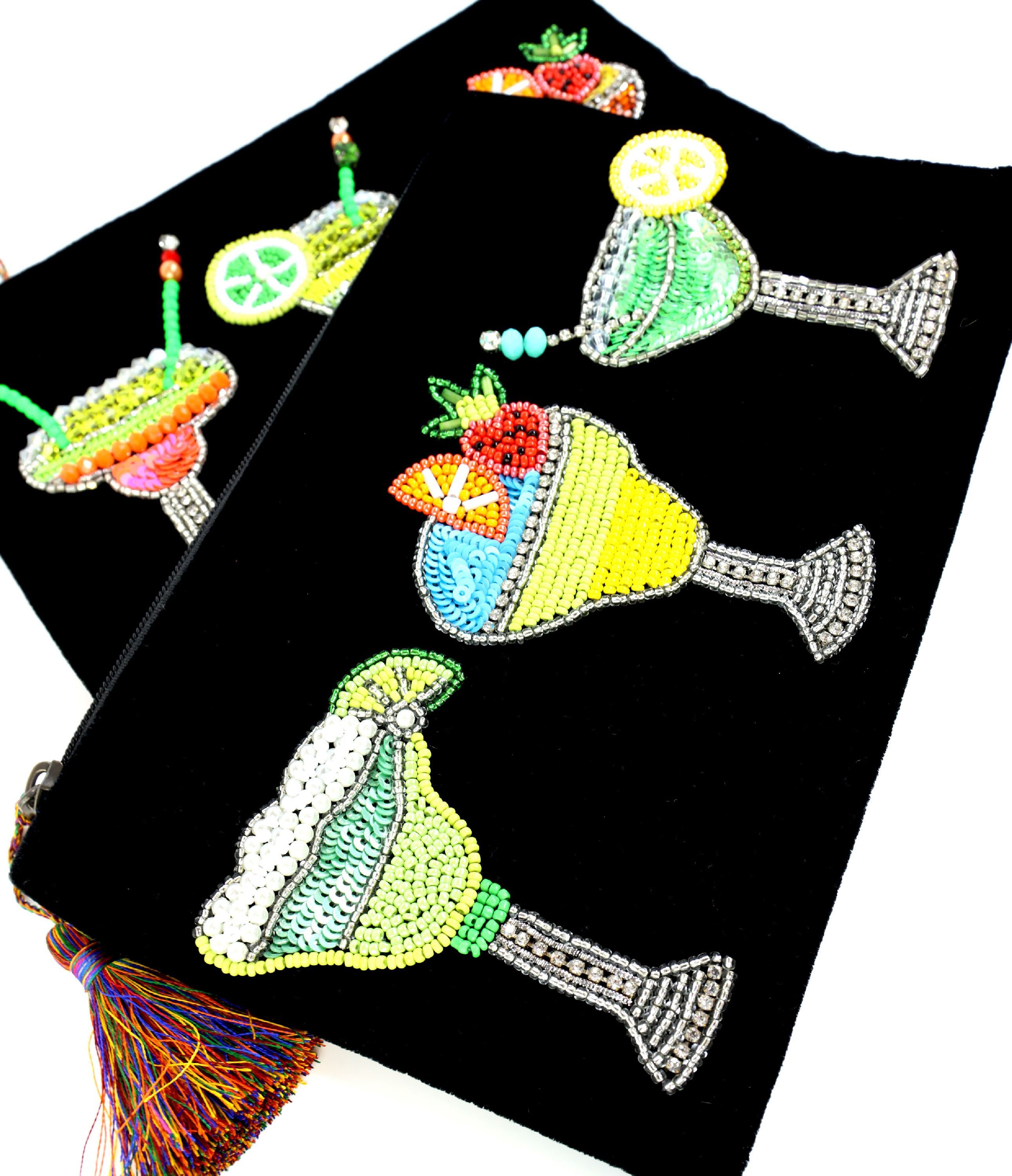 FURNARO Handtasche (2-tlg. Taschenset), aufwendig bestickt, samtweich, handverziert
