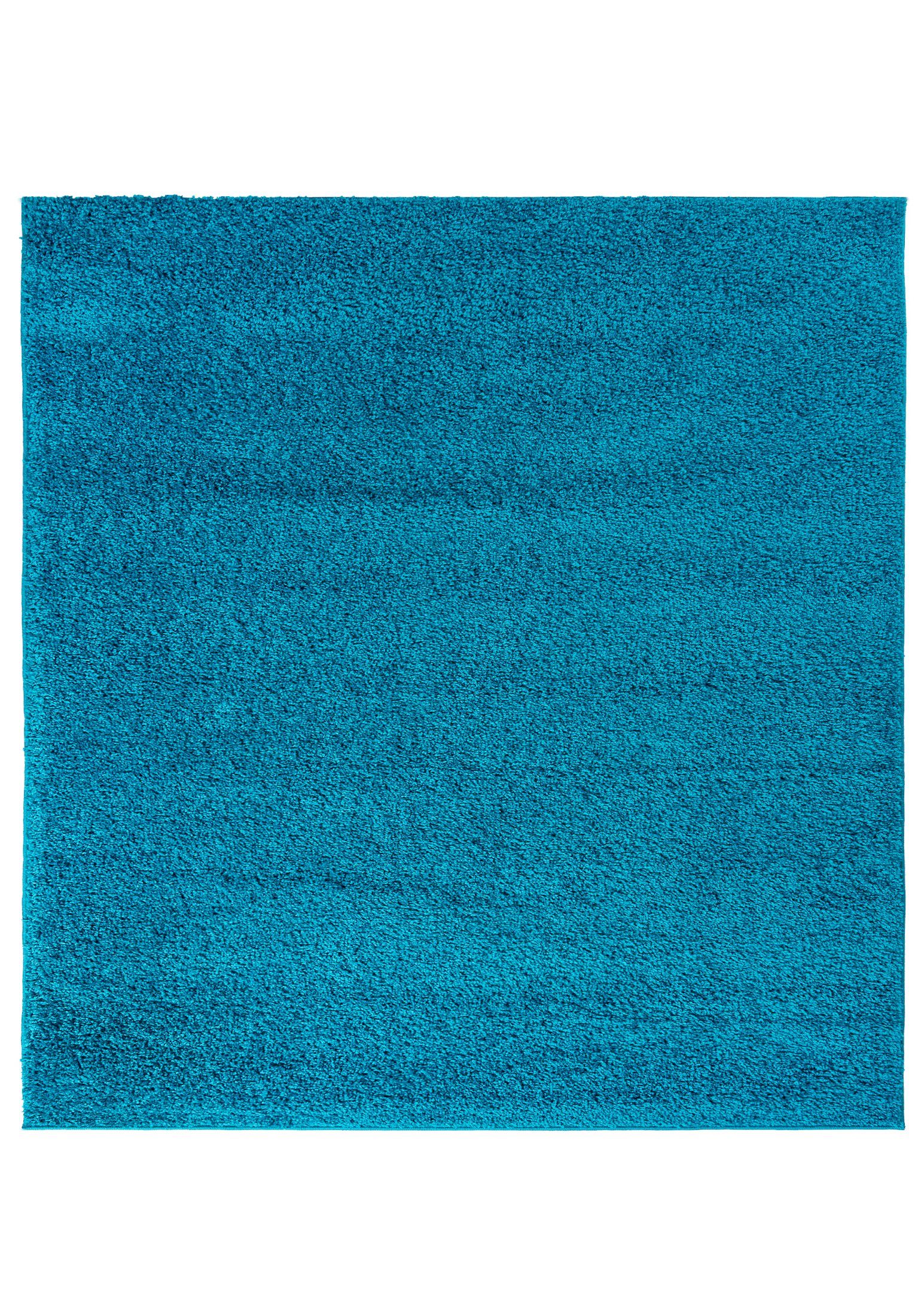 Hochflor-Teppich Hochflor Shaggy Teppich Wohnzimmer - Höhe 30 mm Quadrat Türkis Blau, Mazovia, 160 x 160 cm, Pflegeleicht, Einfarbig Uni, Langflor, Quadrat, Weich Quadrat Türkis Blau 1 / 7388A