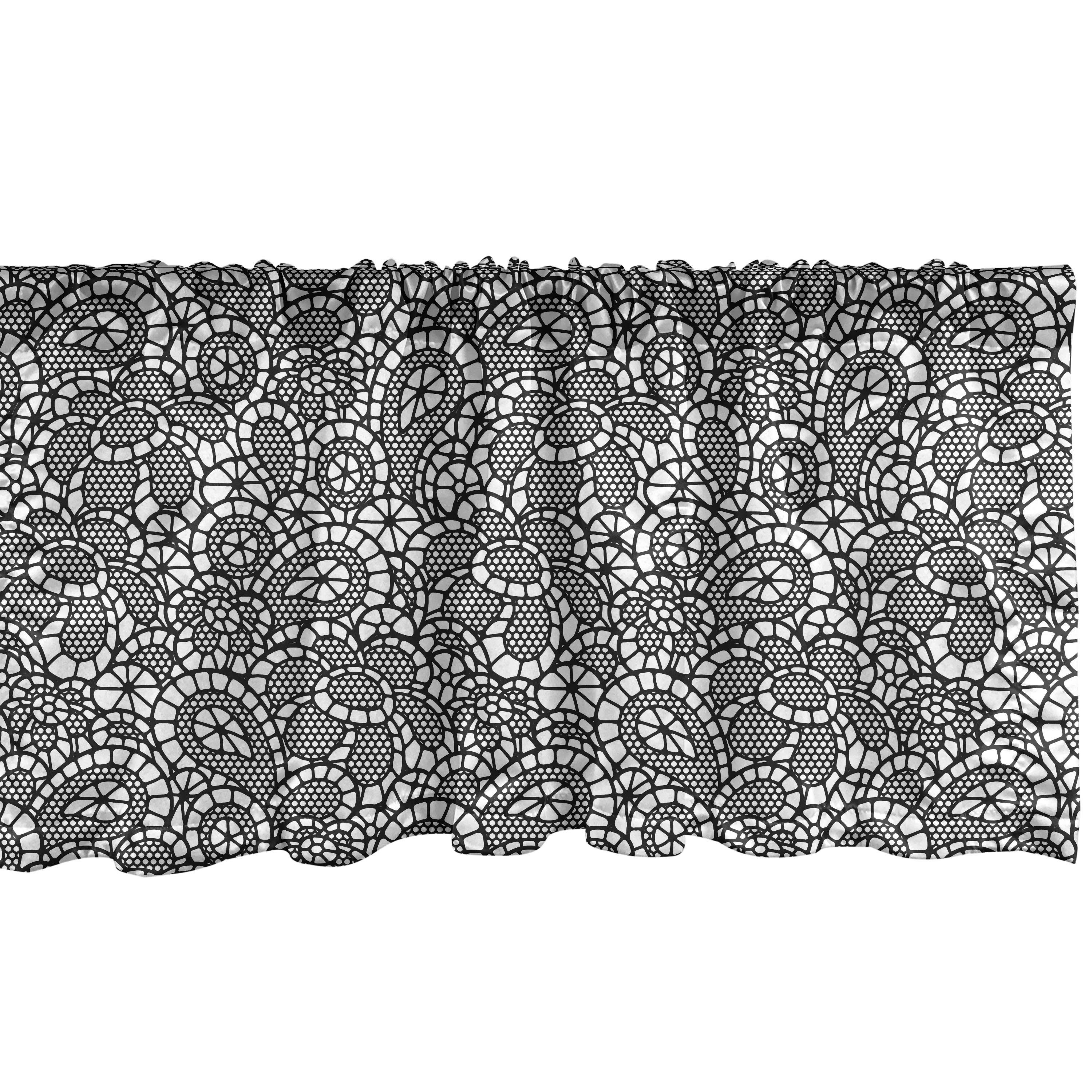 Scheibengardine Vorhang Volant für Küche Schlafzimmer Dekor mit Stangentasche, Abakuhaus, Microfaser, Mode Spitze-Muster Blumenformen | Scheibengardinen
