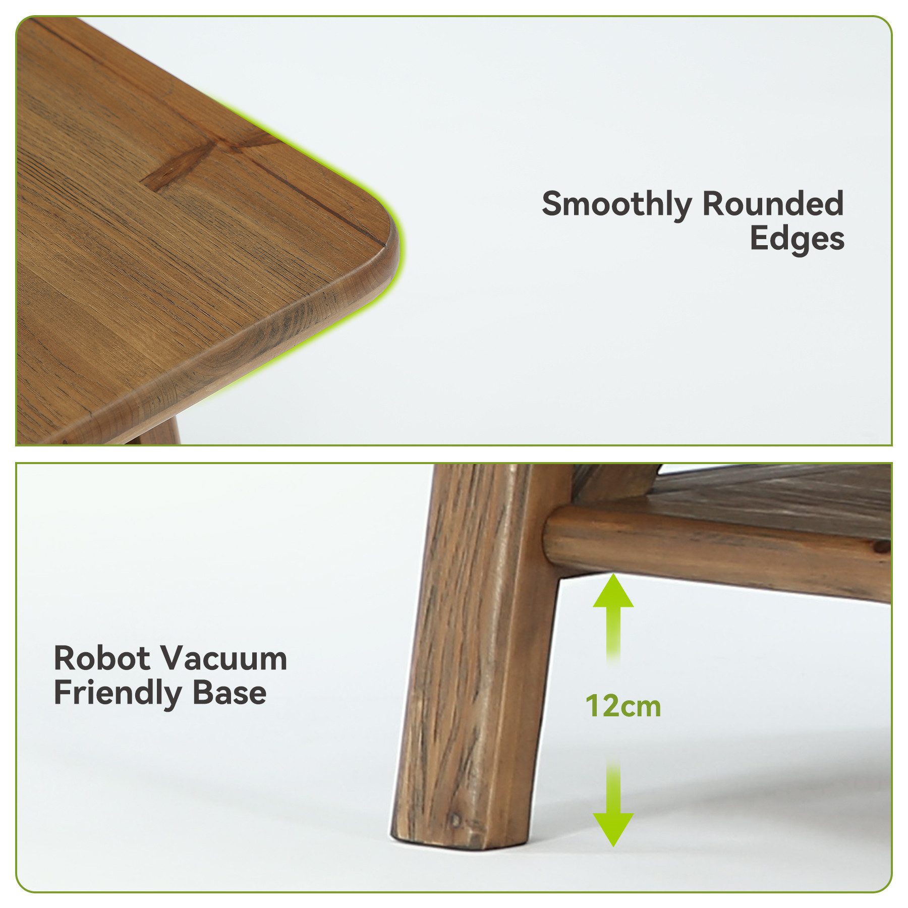 Tribesigns Couchtisch 120cm rechteckiger Beistelltisch mit 2-Ebenen, stabile X-förmige Beine – Bild 4 von 5