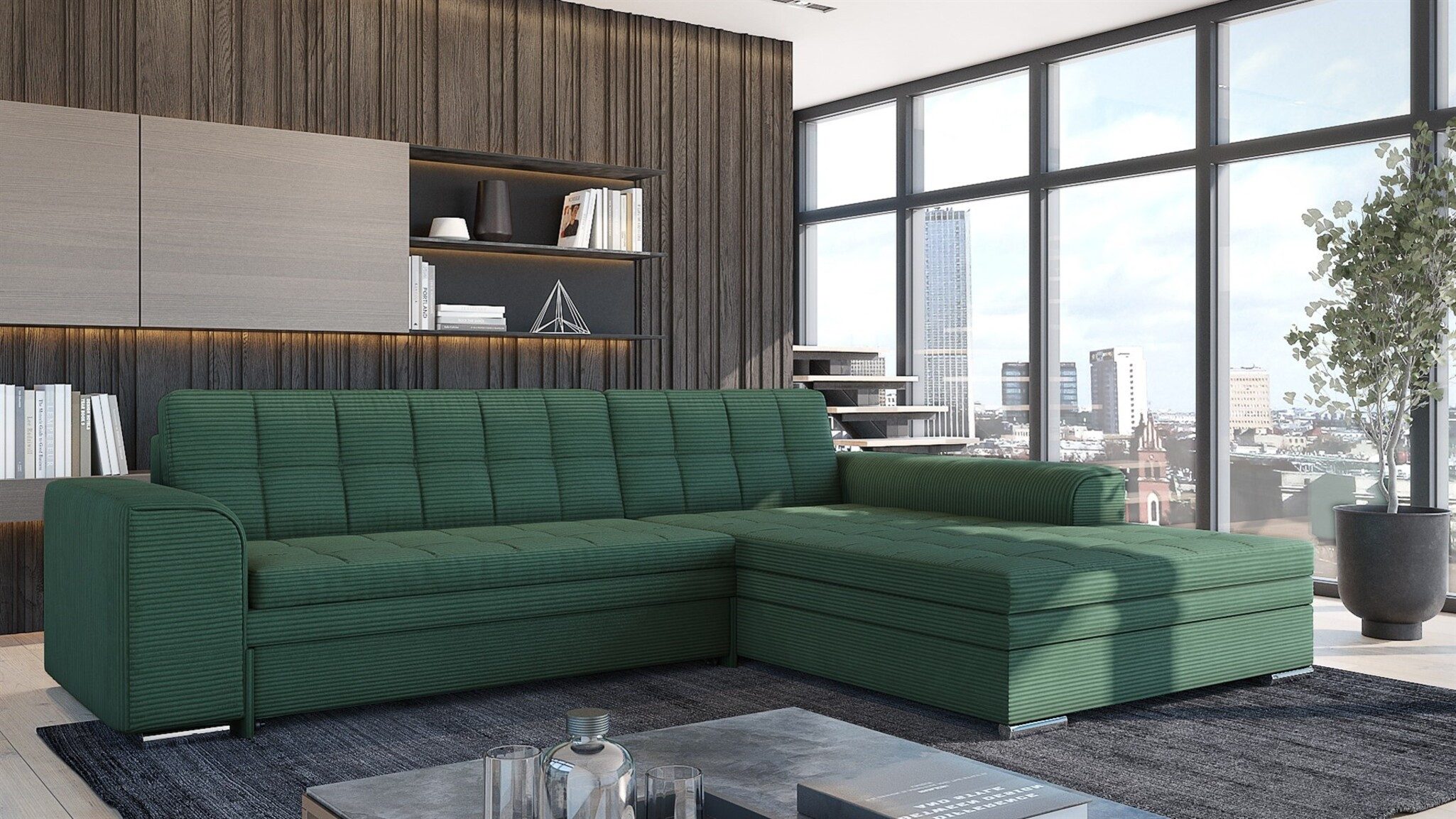 Fun Möbel Ecksofa Schlafsofa LUSAKA mit Ottomane in Stoff, Rundumbezug, Ottomane Links oder Rechts