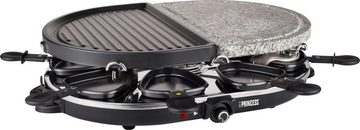 PRINCESS Raclette 8 Oval Stone & Grill Party - 162710, 8 Raclettepfännchen, 1200 W