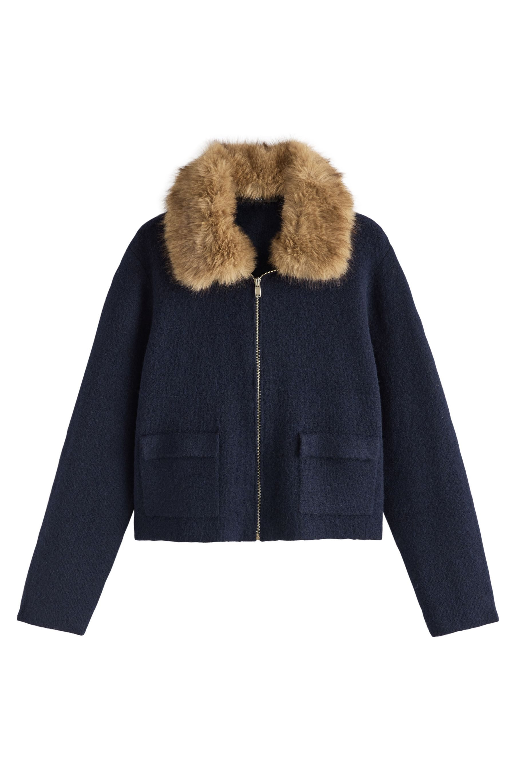 Next Fellimitatjacke Jacke mit Reißverschluss und Kunstfellkragen (1-St) günstig online kaufen