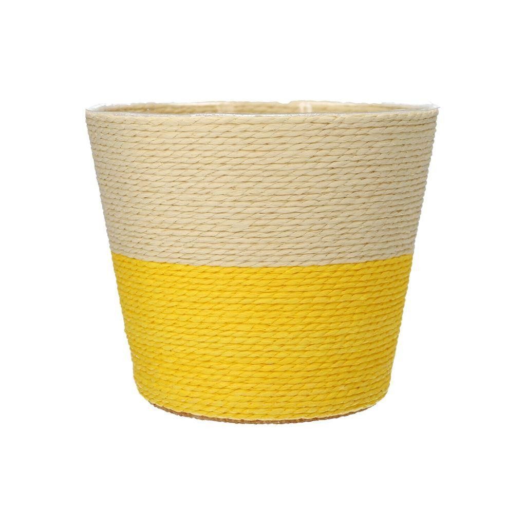 INNA-Glas Übertopf Blumenkorb NERIONKO Duo, beige-gelb, 13 cm, Ø 15,5 cm