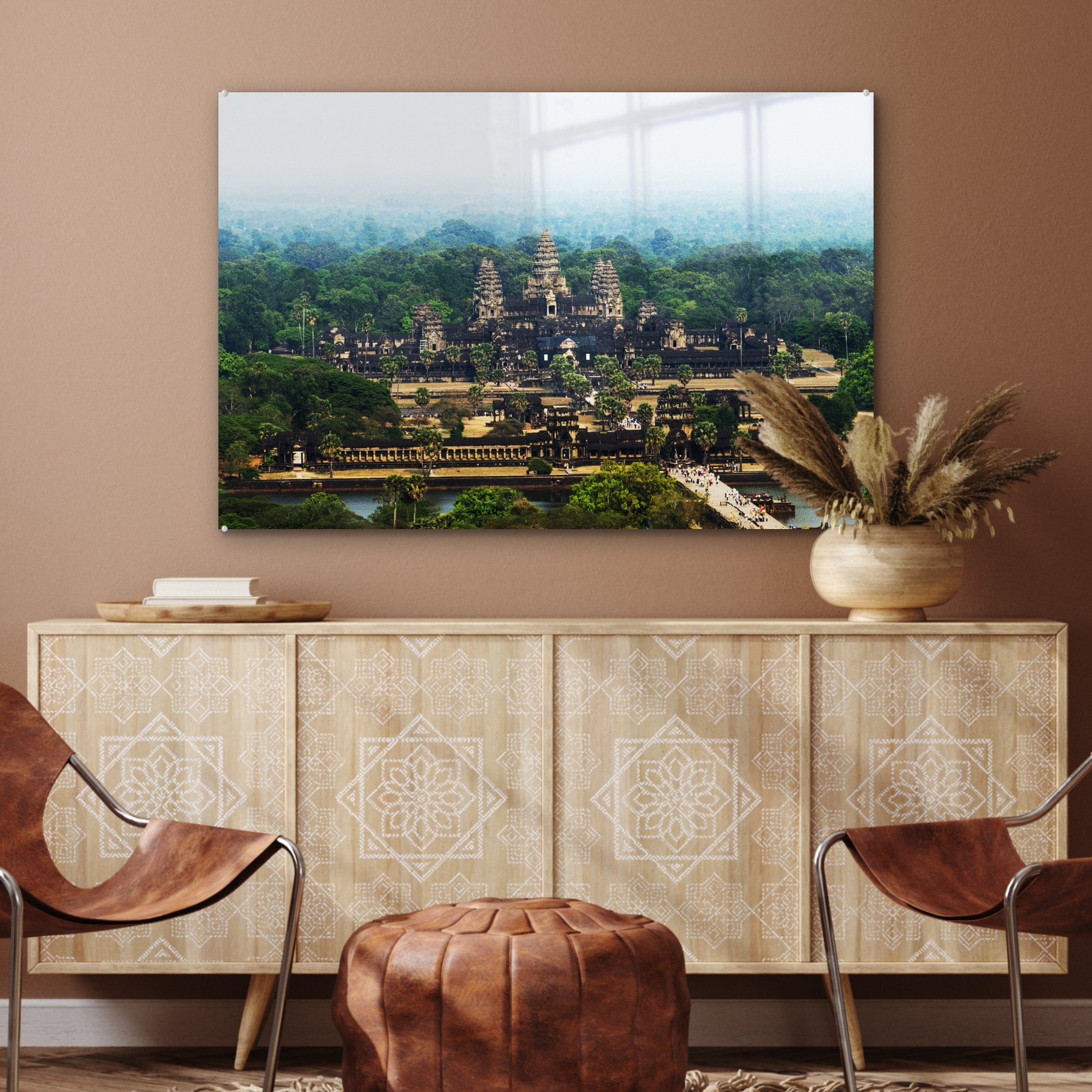 St), Schlafzimmer Wat (1 MuchoWow in Wohnzimmer Acrylglasbild von Tempels Acrylglasbilder Kambodscha, Angkor Luftaufnahme & des