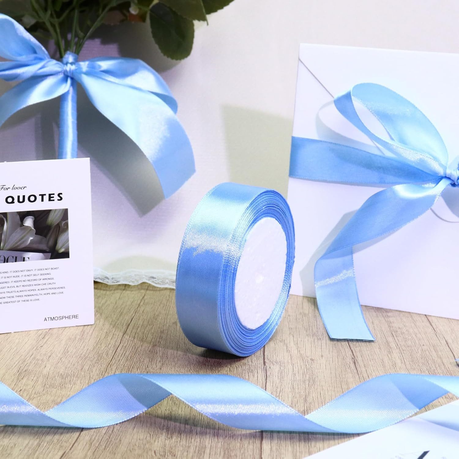 FELIXLEO Satinband 2,5cm x 22,7m Satinband Grün für Geschenk Hochzeit Deko Schleifen