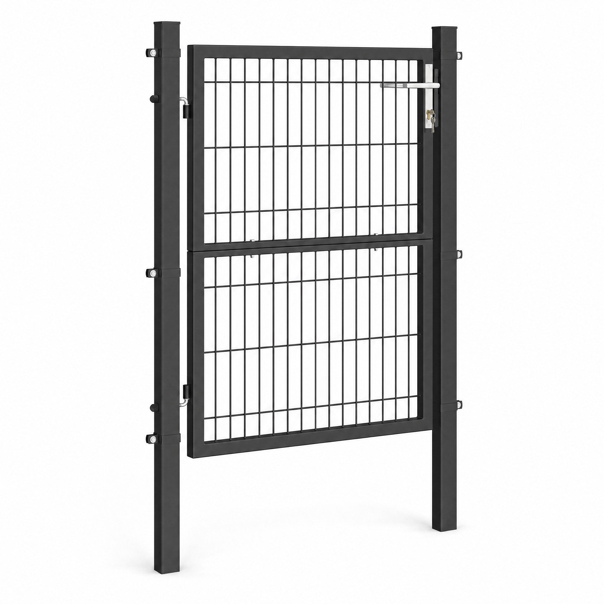 SONGMICS Gartentor Gartentür Zauntür Zauntor Gartenzaun mit Schloss, verzinkter Stahl, abschließbar, Tür 106×100/125/150/160/180cm (B×H)