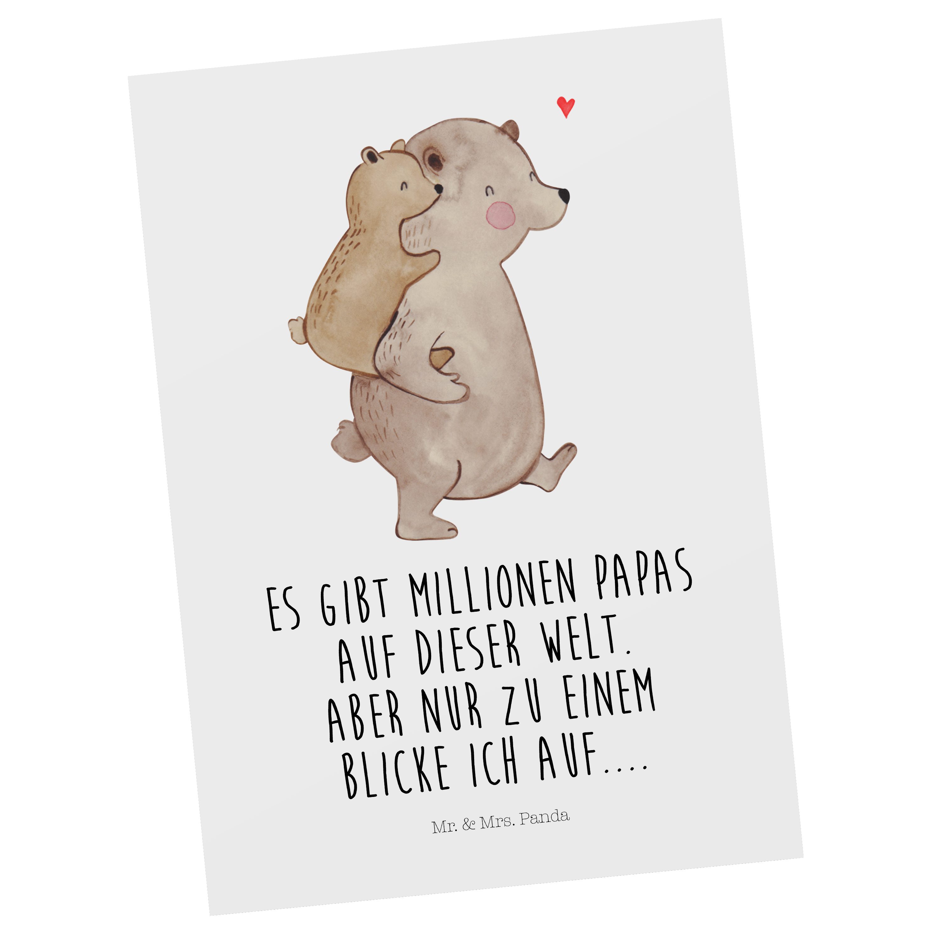 Mr. & Mrs. Panda Postkarte Papa Bär - Weiß - Geschenk, Papi, Geschenkkarte, Einladung, Familie