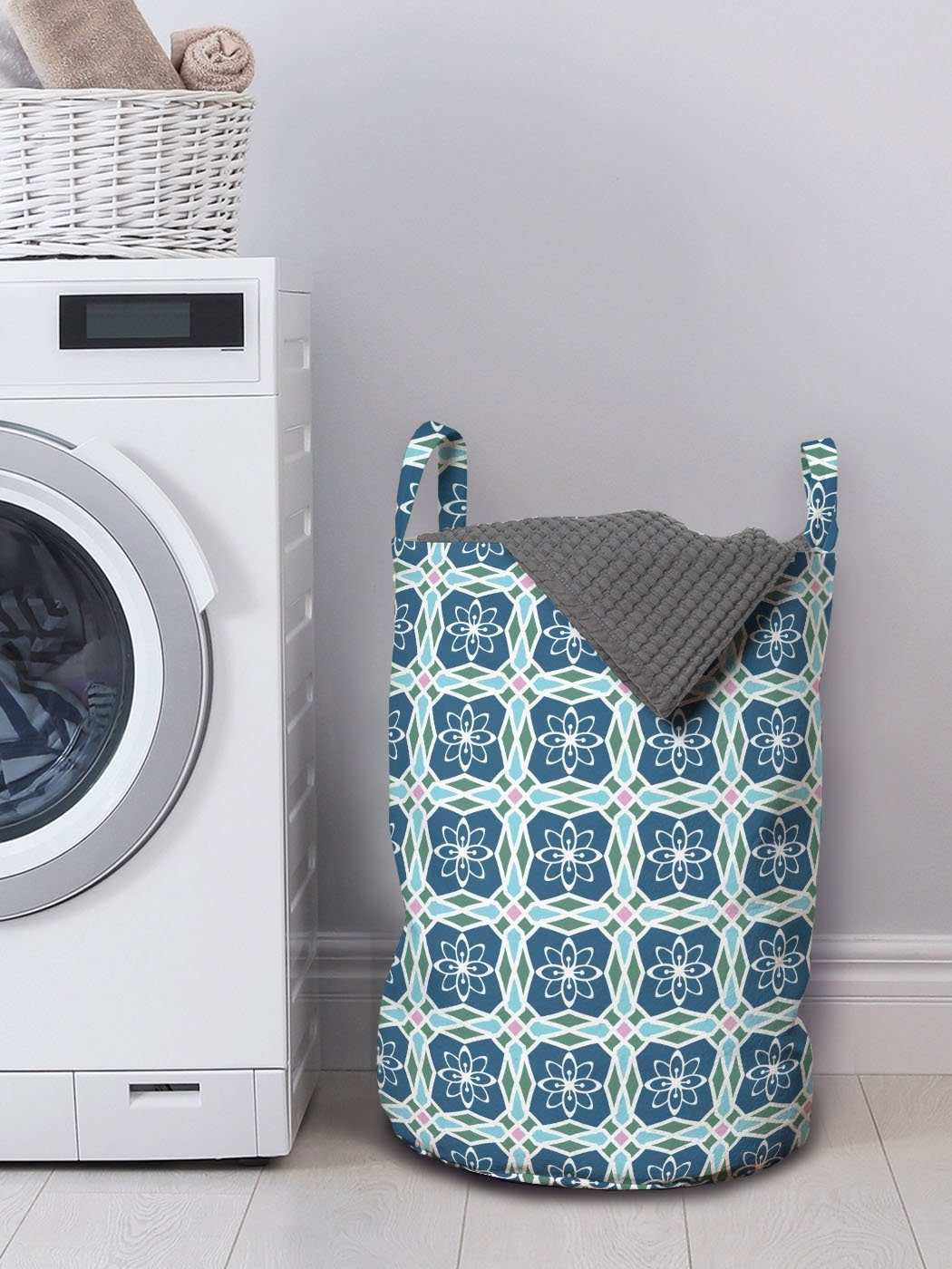Griffen Kordelzugverschluss Waschsalons, Geometrische Abakuhaus Floral Theme Wäschesäckchen mit für Wäschekorb orientalisch