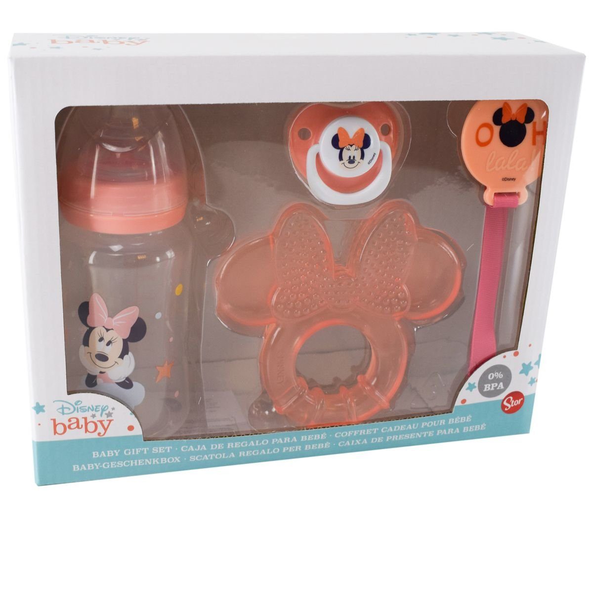 Schnuller Set Disney Baby Mickey oder Minnie Mouse mit Beißring und Flasche