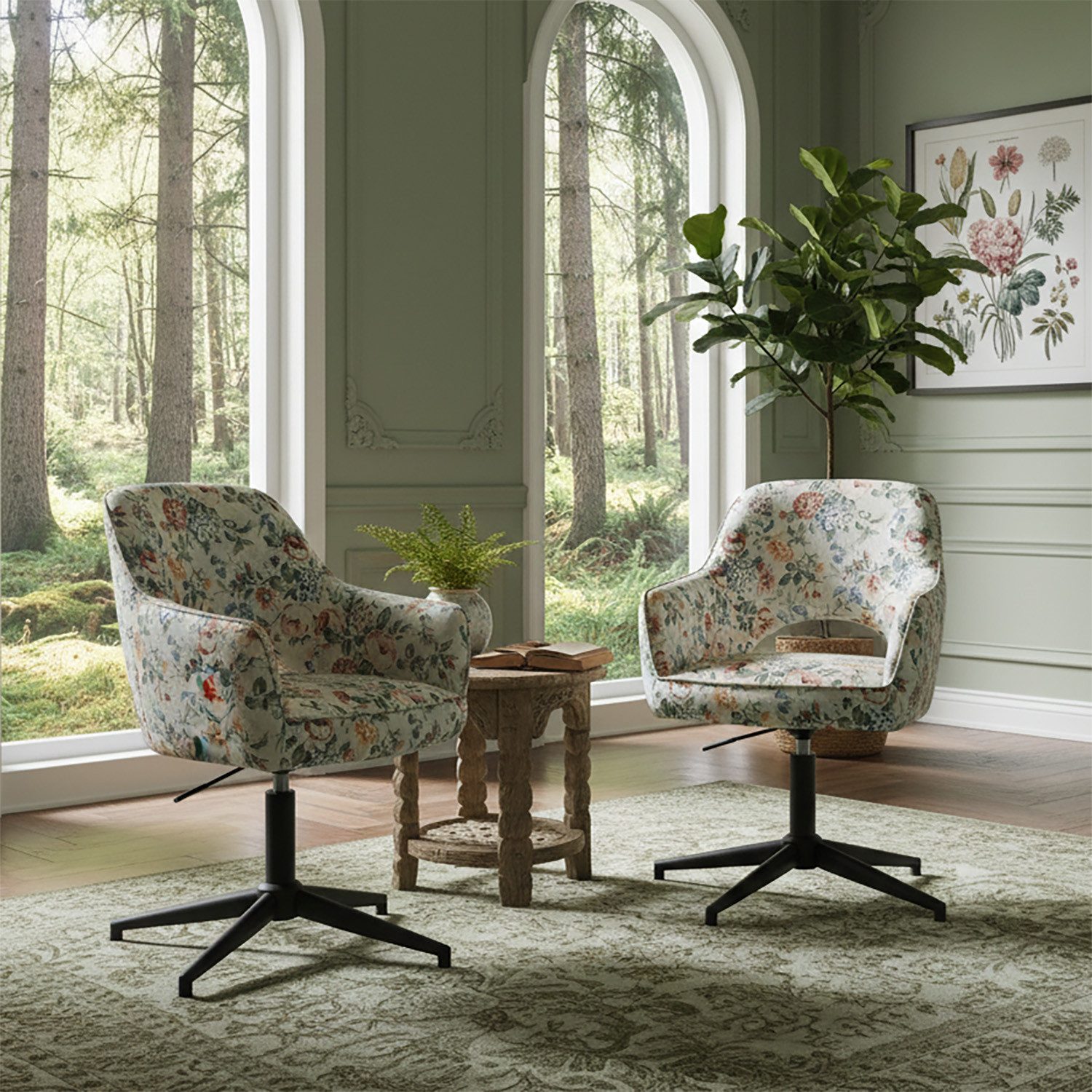 DUBI Möbel Polsterstuhl Mika-Ben, Federkern, 360° drehbar & höhenverstellbar im 2er-Set