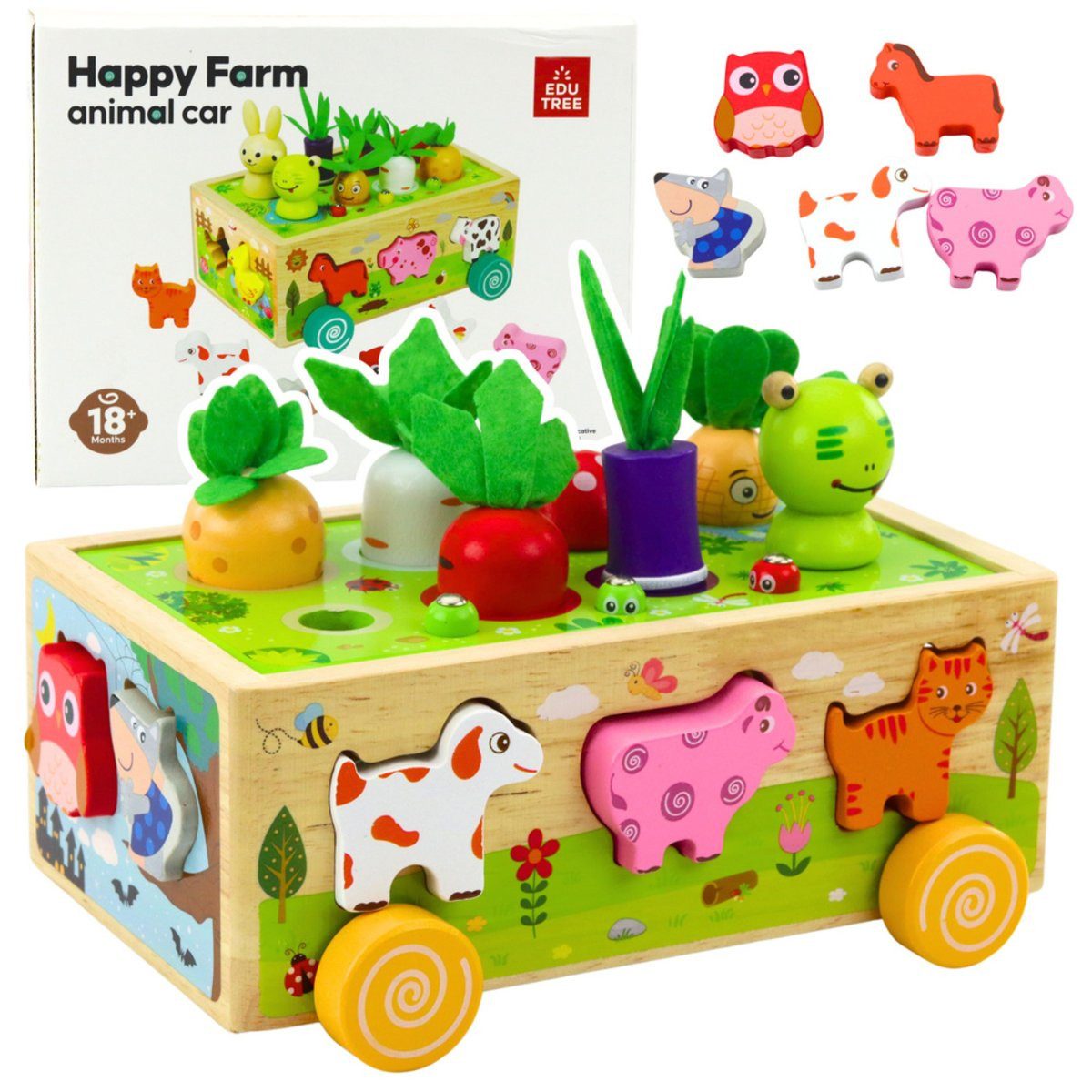 Wisam Lernspielzeug Lernspielzeug aus Holz „Happy Farm“, magnetischer Wurmsortierer