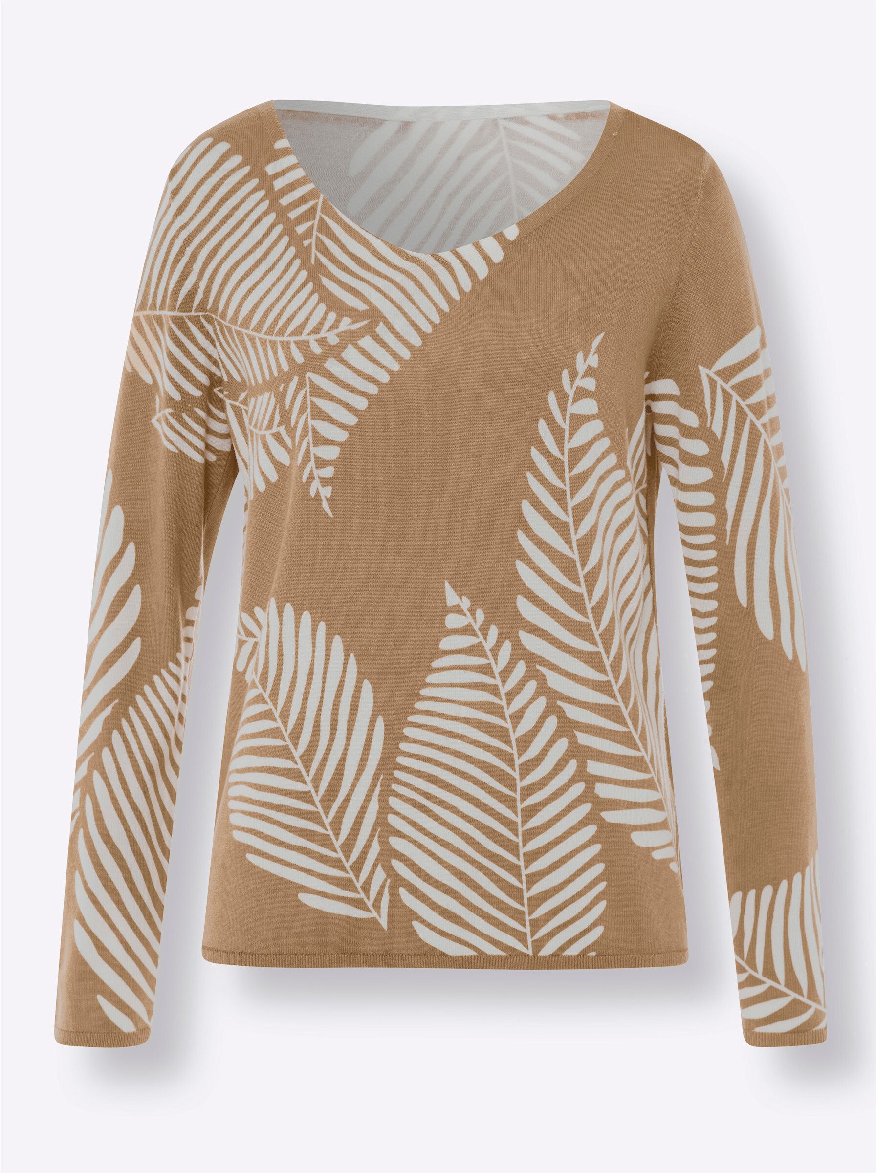 heine Strickpullover Druck-Pullover Langarm Feinstrick
