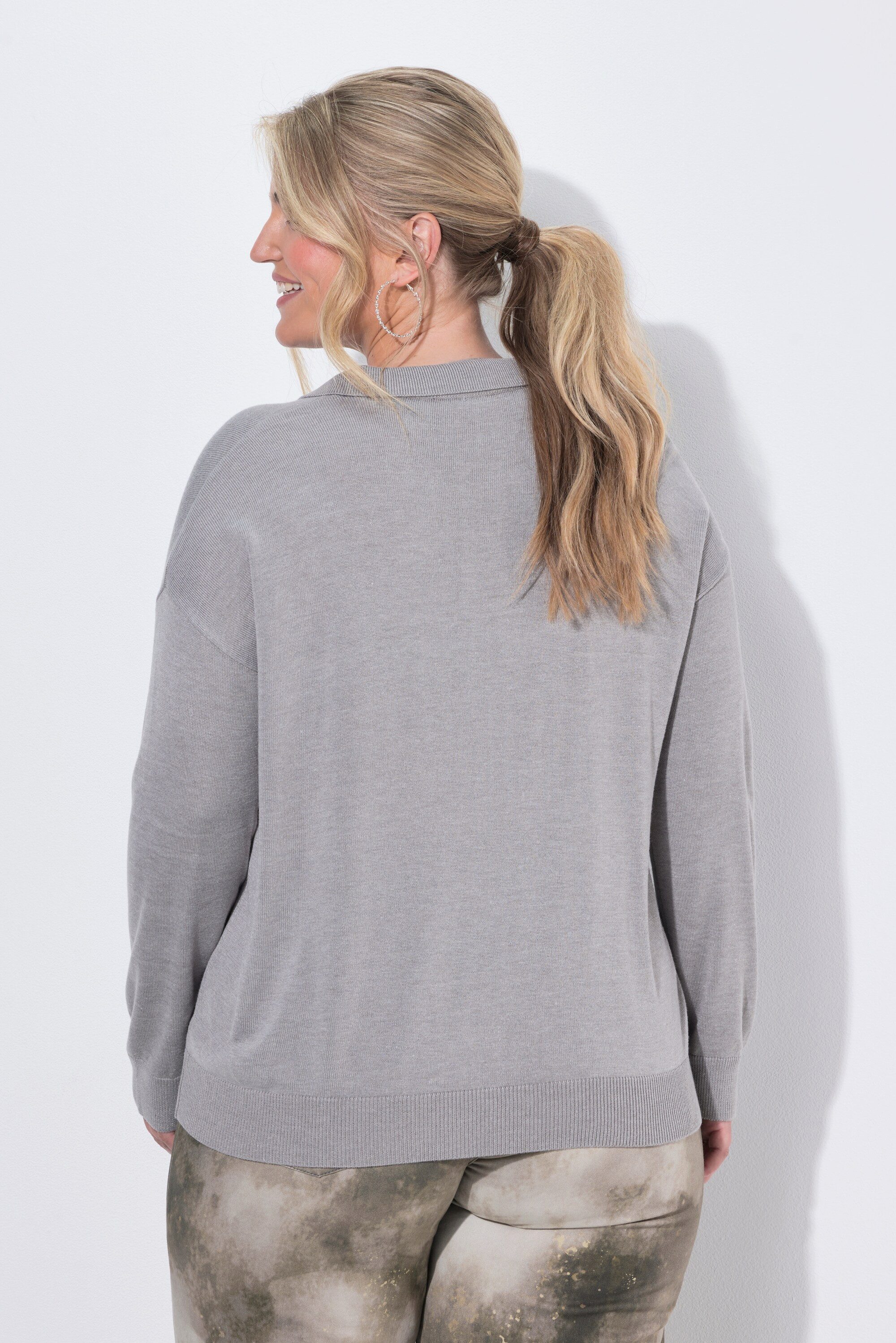 MIAMODA Strickpullover Polo-Pullover Loose Fit