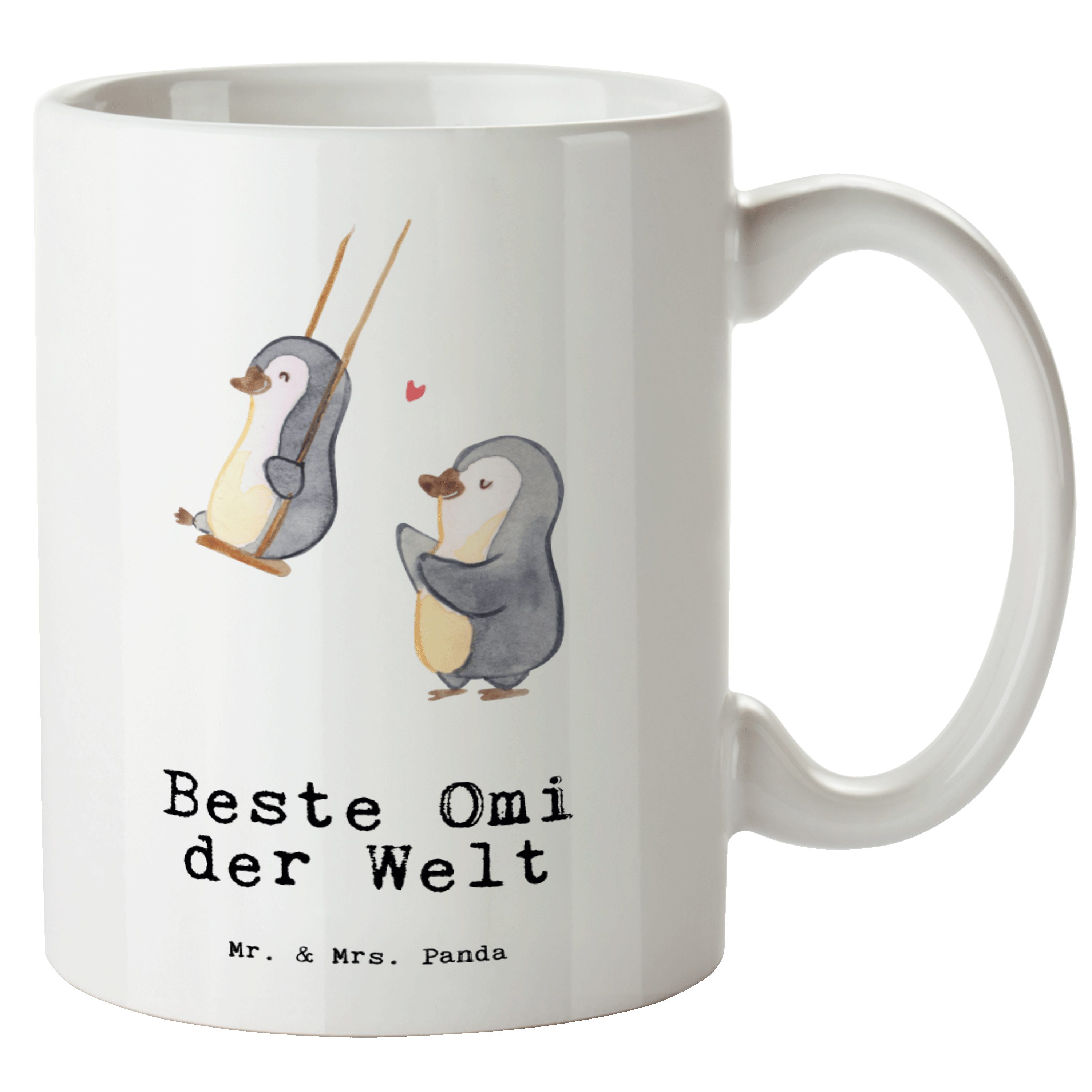 Mr. & Mrs. Panda Tasse Pinguin Beste Omi der Welt - Weiß - Geschenk, XL Teetasse, Jumbo Tass, XL Tasse Keramik