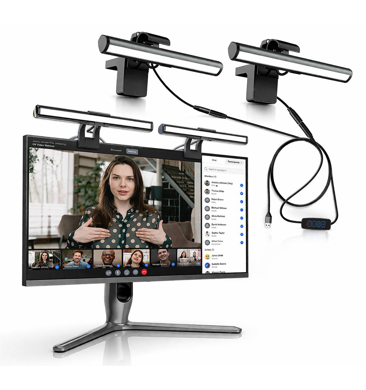 Futicare LED Schreibtischlampe & Monitorleuchte,Webcam Licht mit 3 Lichtfarben & 5 Helligkeitsstufen, 180° verstellbare Bildschirmleuchte …