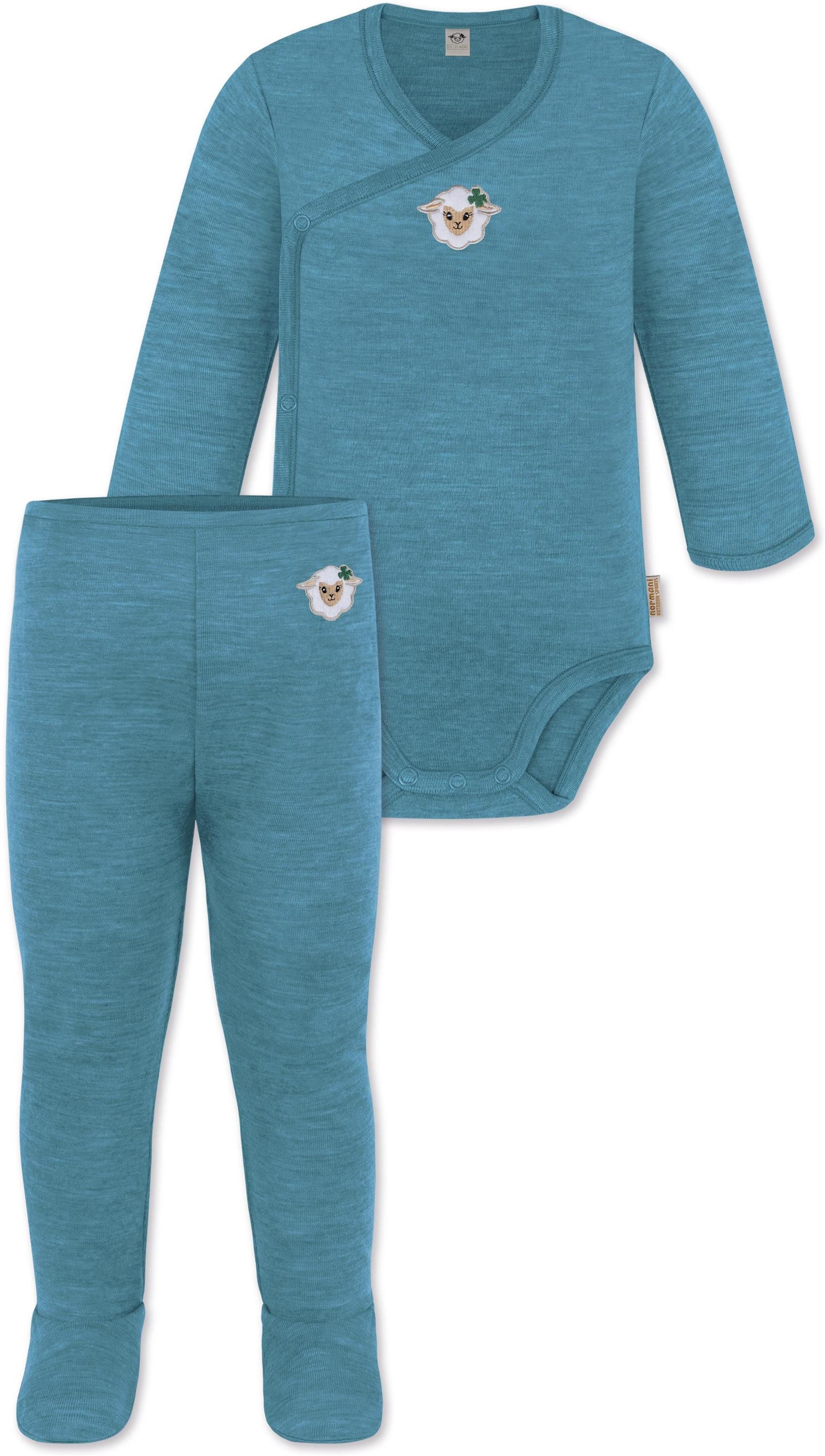 Langarmwickelbody Baby Merino Langarm Wickelbody und Merino Hose