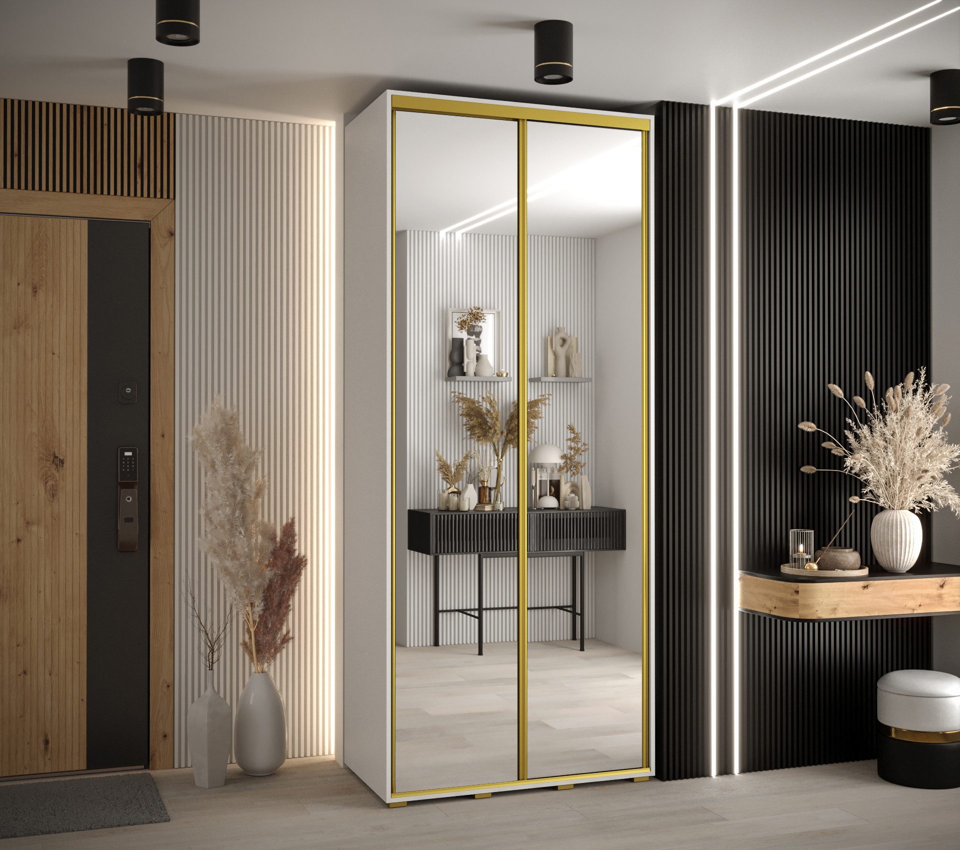 ABIKS MÖBEL Schwebetürenschrank Davos 2 Schlafzimmerschrank mit Spiegel, Kl günstig online kaufen