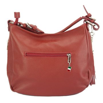 FLORENCE Schultertasche Florence Echtleder Damen Hobo Bag rot (Schultertasche), Damen Leder Schultertasche, Shopper, rot ca. 30cm