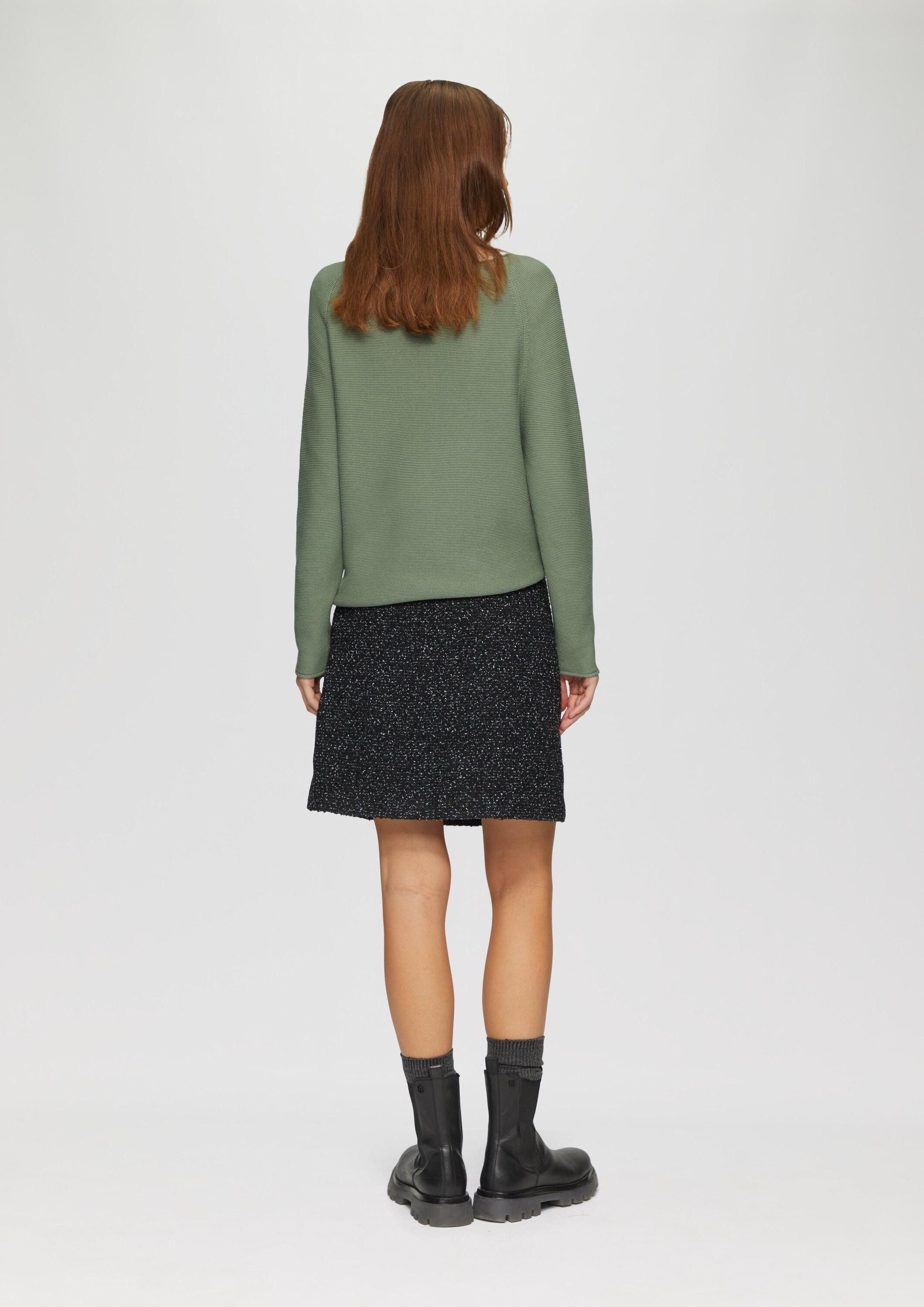 s.Oliver Longpullover Strickpullover Strickpullover mit U-Boot-Ausschnitt und Rollsaum