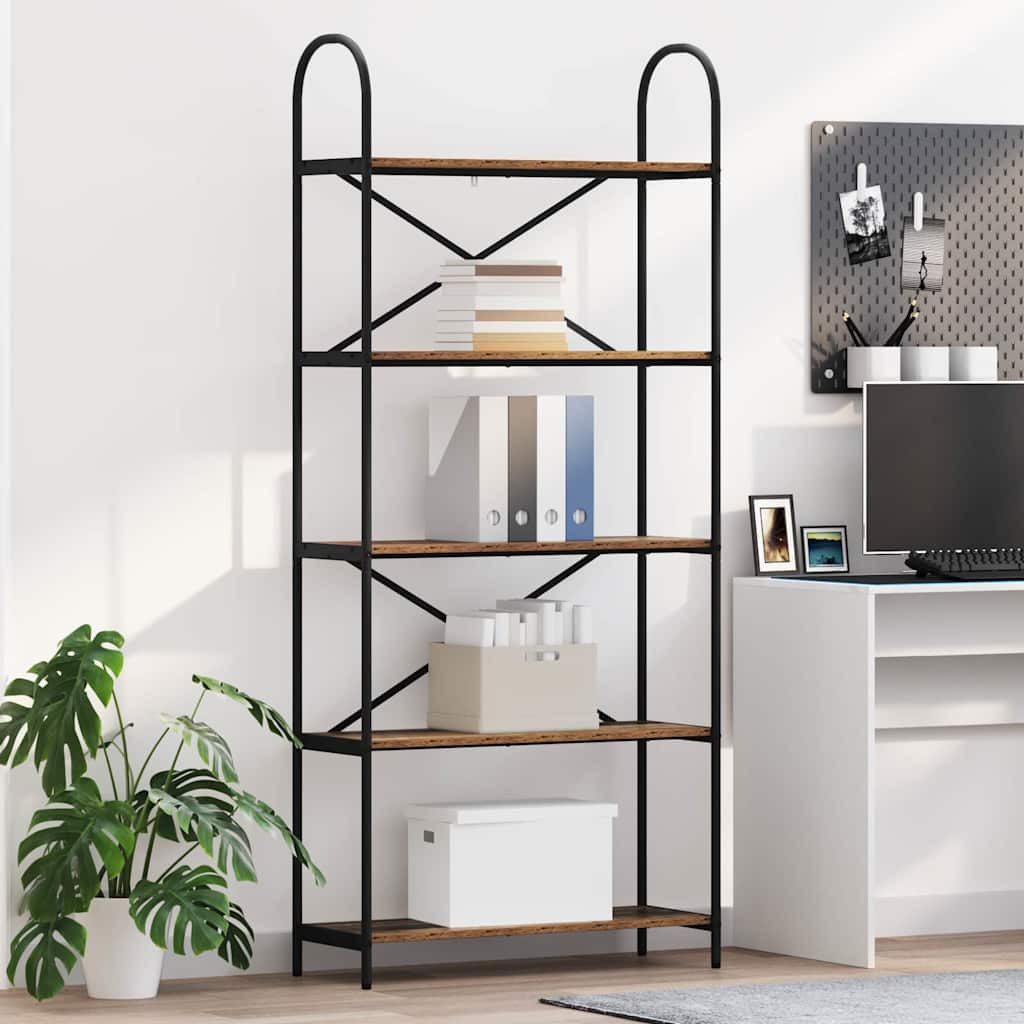 furnicato Bücherregal 80 x 30 x 183 cm Altholz, Stabiles Standregal mit 5 Ebenen für dein Wohnzimmer oder Büro