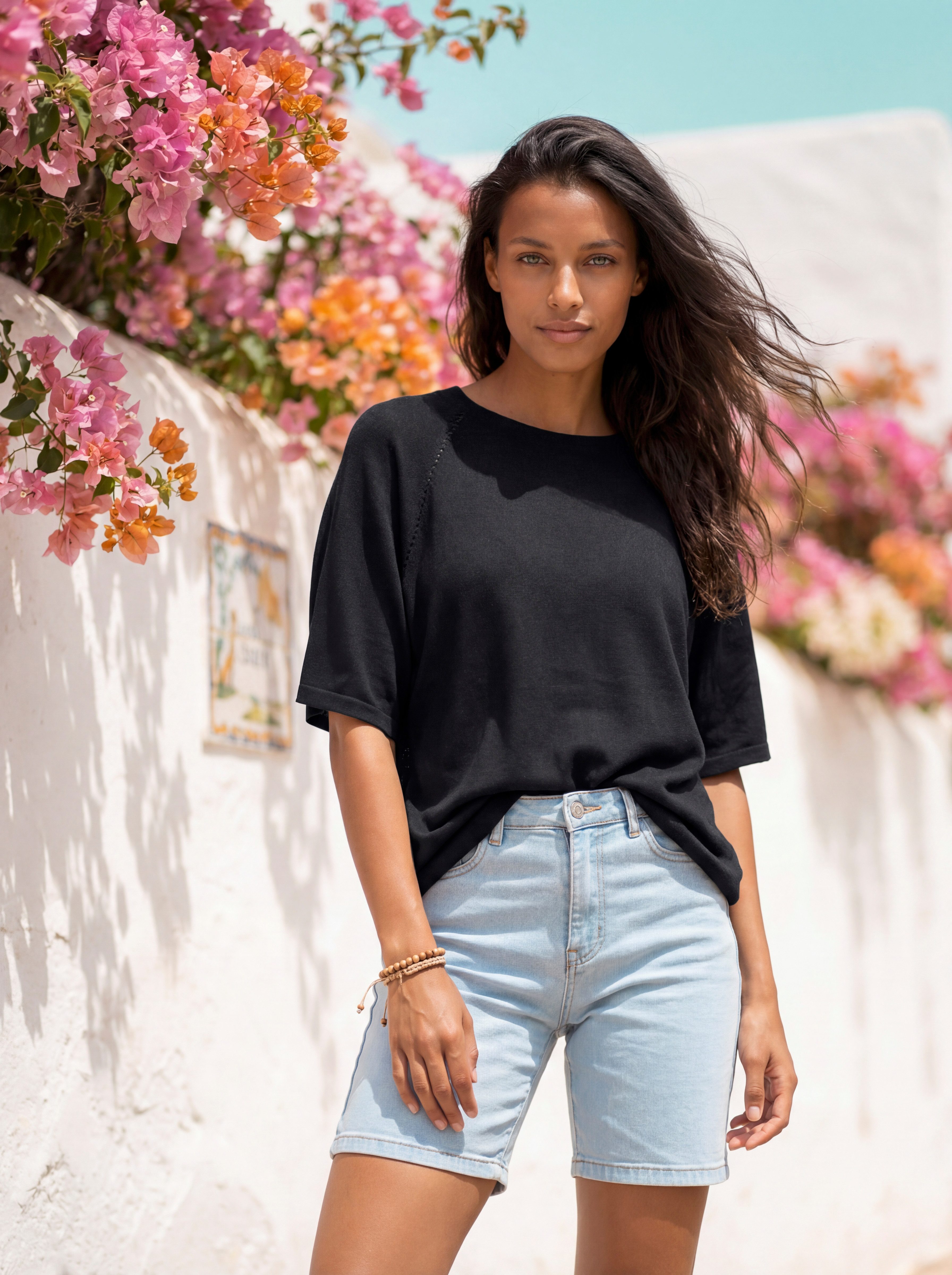 Vivance by Lascana Kurzarmshirt mit sommerlichem Lochstrickmuster aus luftigem Viskose-Strick