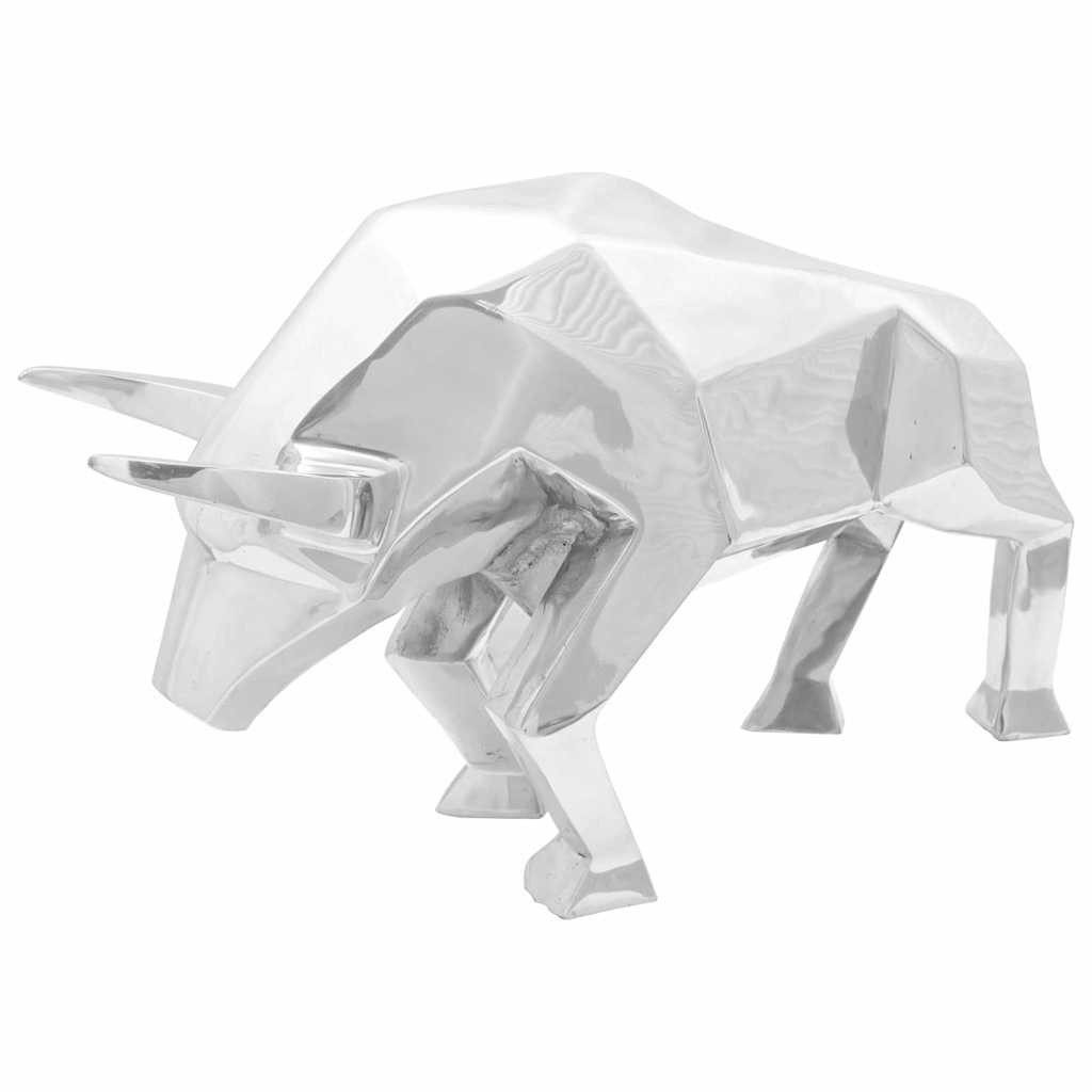 vidaXL Skulptur Stierskulptur Silber 74 x 23 x 30 cm Aluminium (1 St)